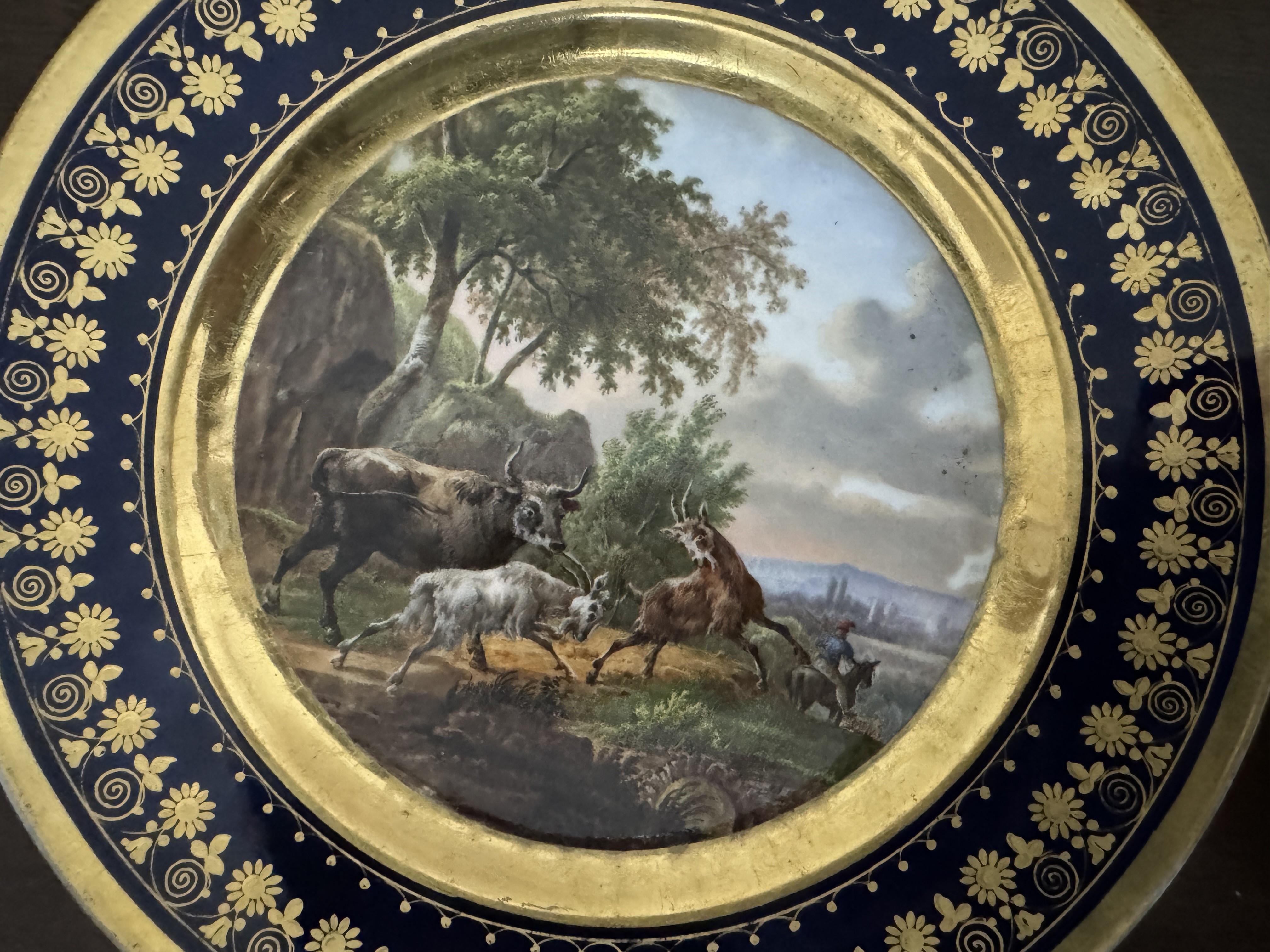 Pair of Early 19th Century Darte Brothers Porcelain Plates In Good Condition For Sale In Basildon, GB