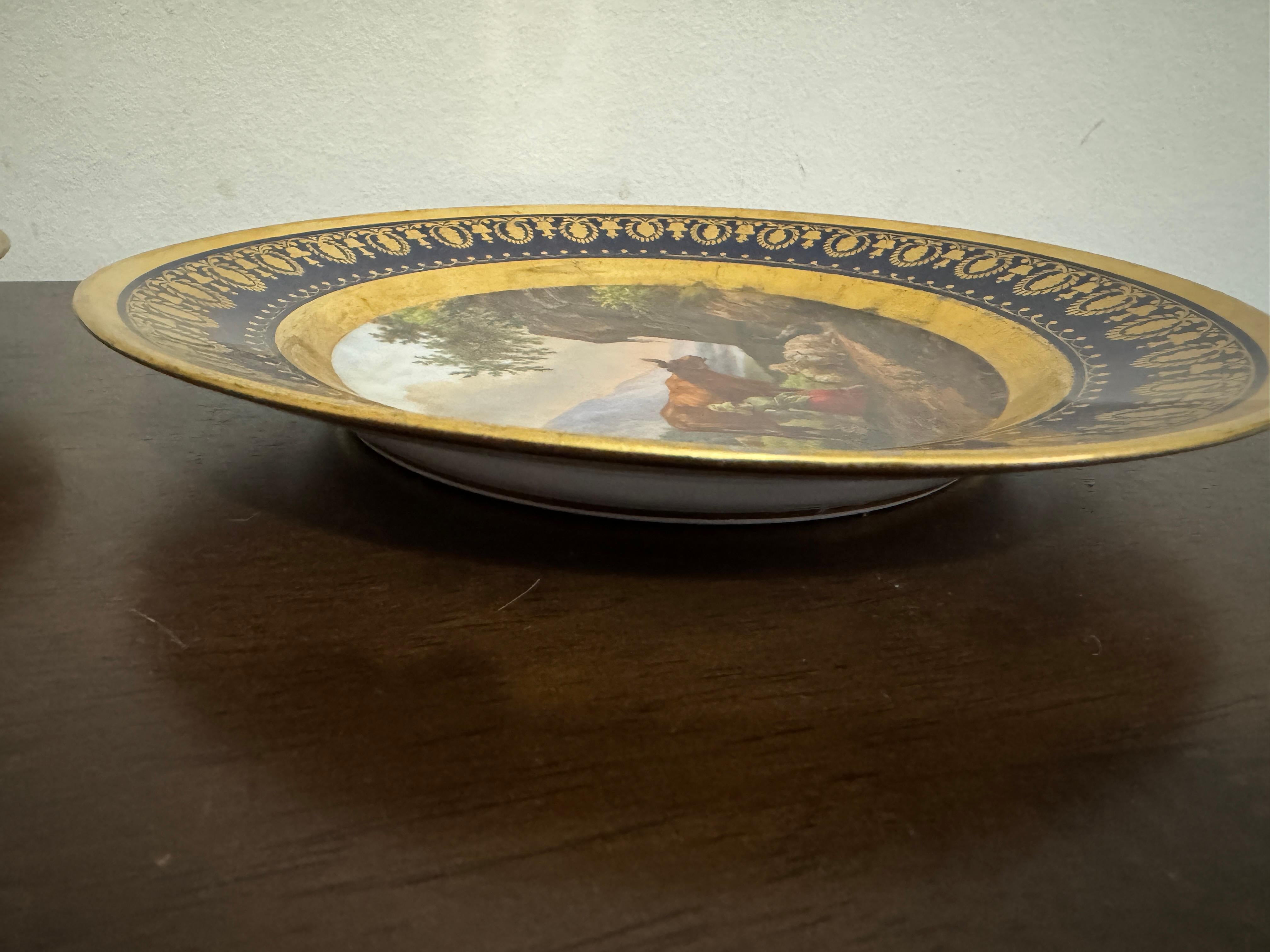Pair of Early 19th Century Darte Brothers Porcelain Plates For Sale 3