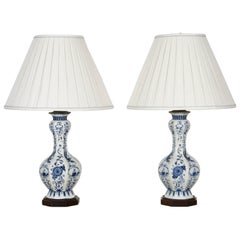 Pair of 18th Century Delft Blue and White Vases Mounted as Lamps