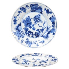 Antique Pair of 18th Century Delft Blue & White Chargers ca. 1780