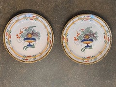 Pair of 18th Century Delft Polychrome Plates