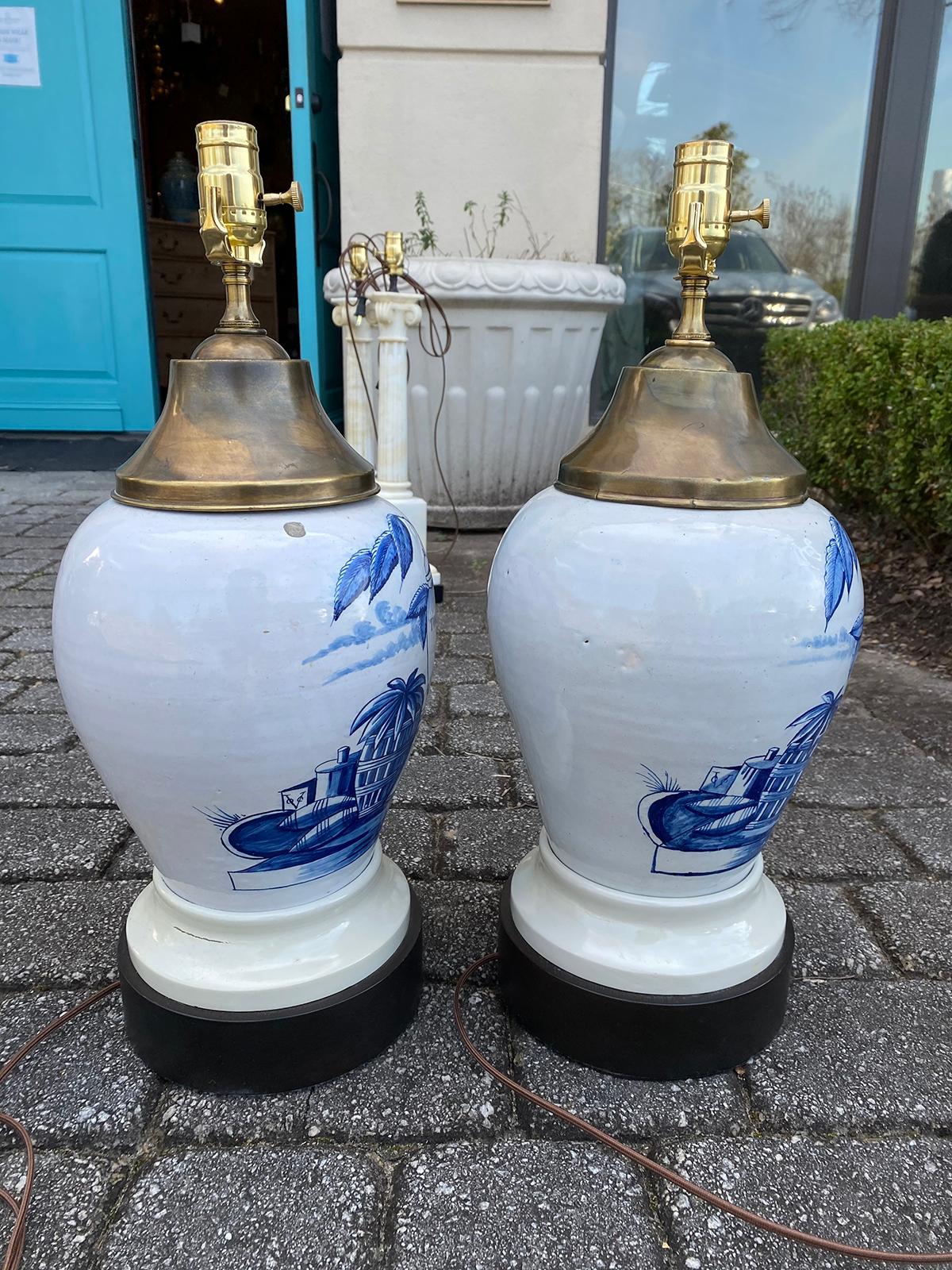 Pair of 18th Century Delft Tobacco Jars as Lamps 7