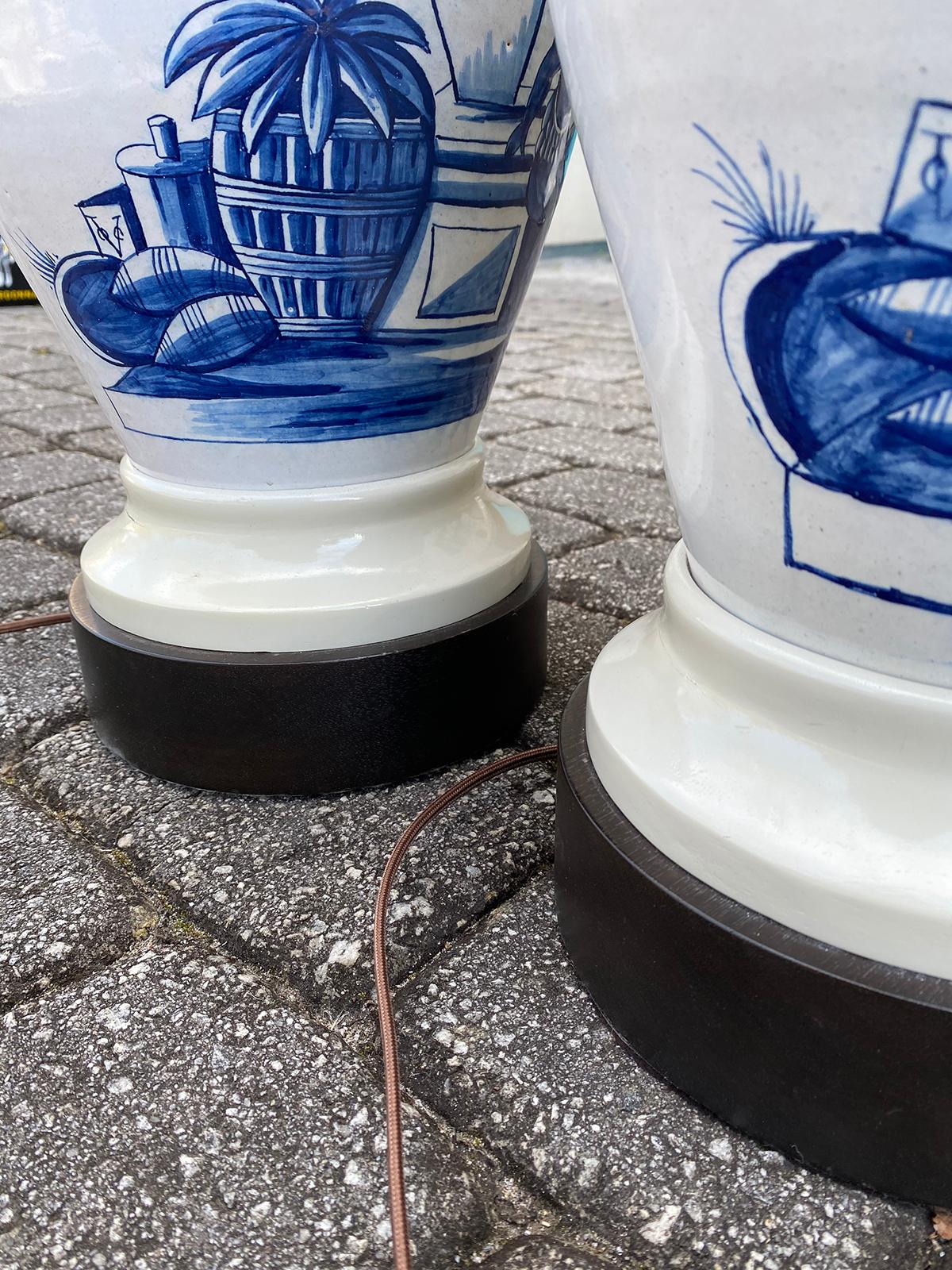 Pair of 18th Century Delft Tobacco Jars as Lamps 9