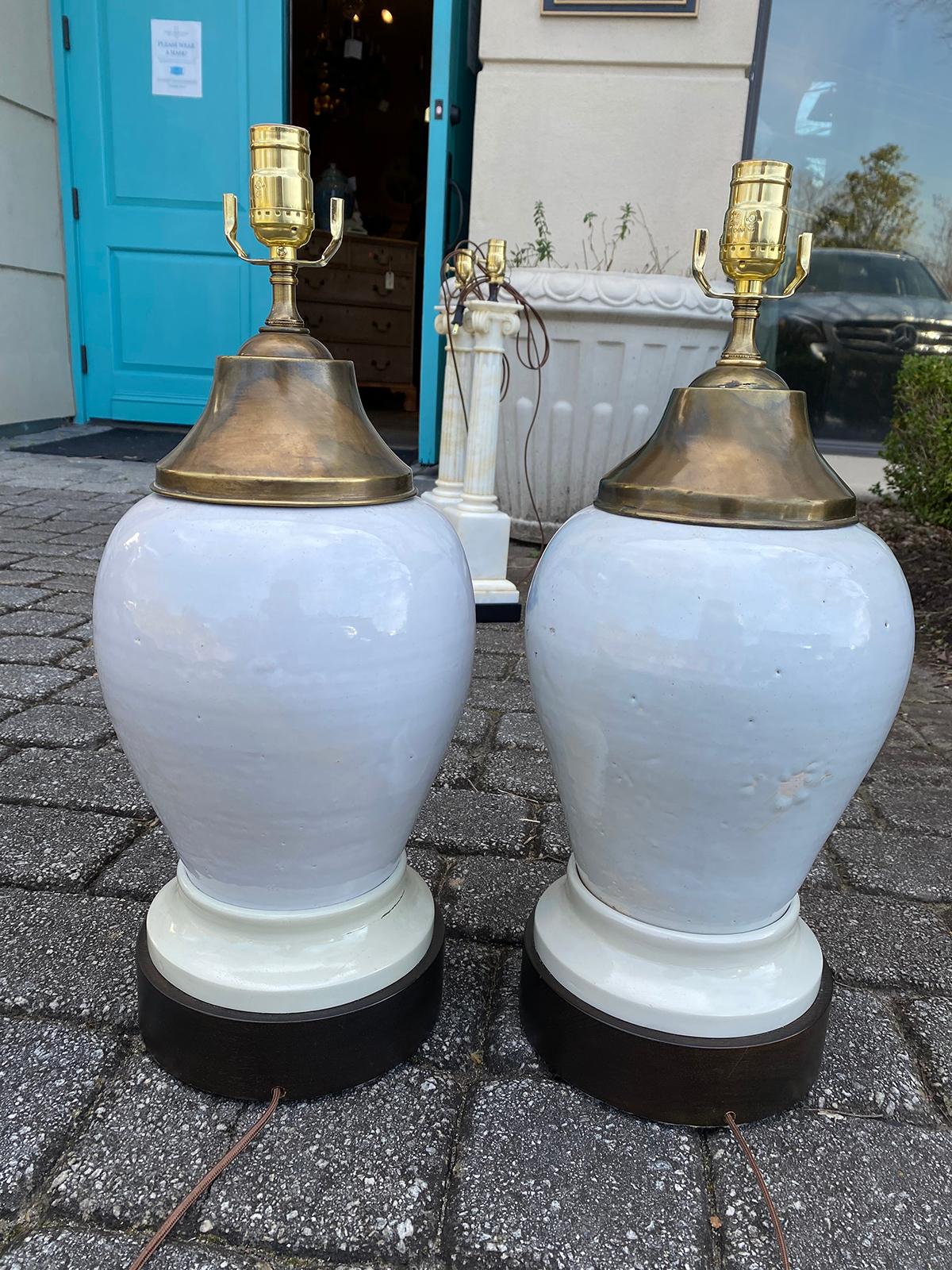 Pair of 18th Century Delft Tobacco Jars as Lamps 10