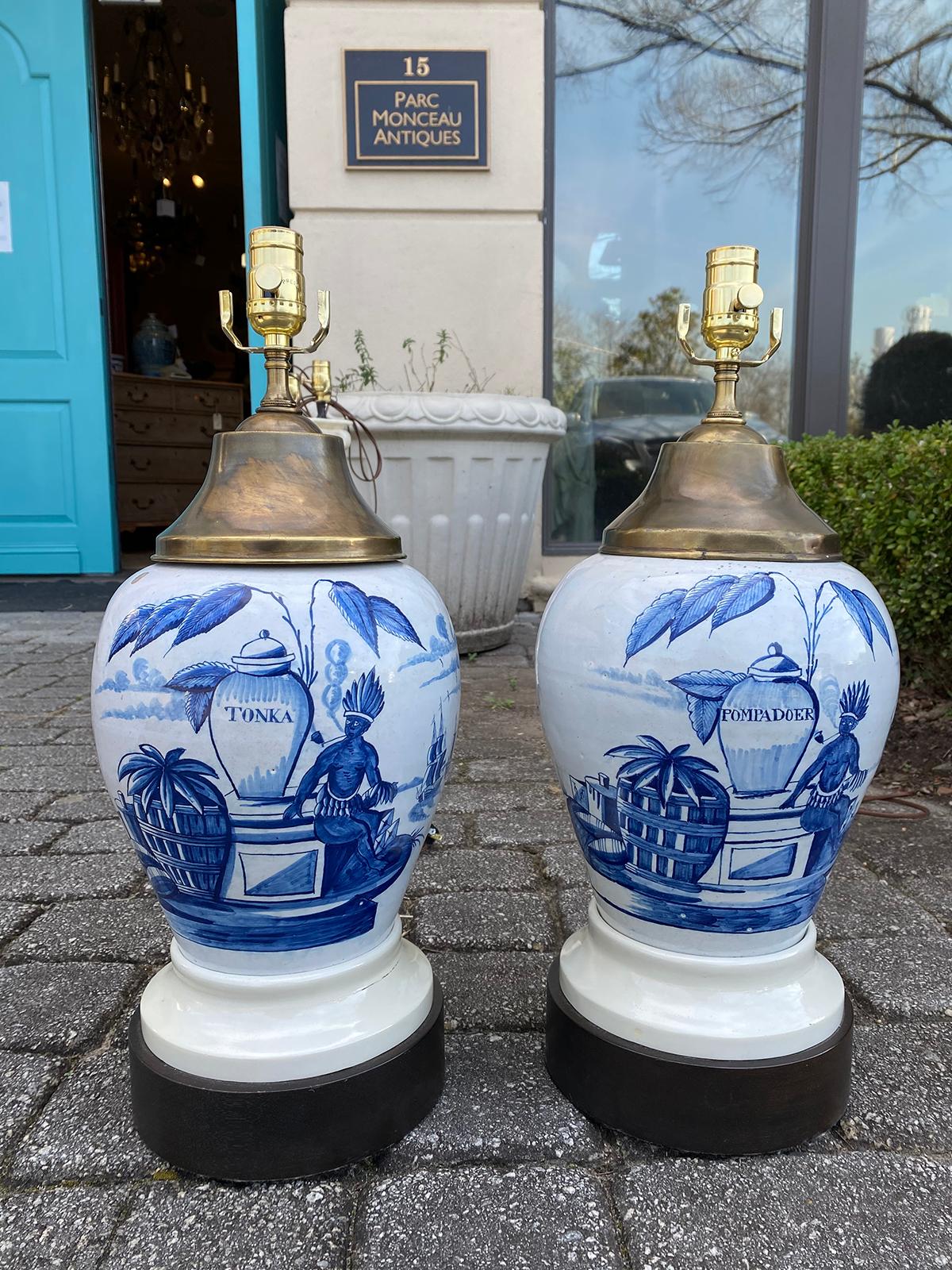 Pair of 18th Century delft tobacco jars as lamps
New wiring.