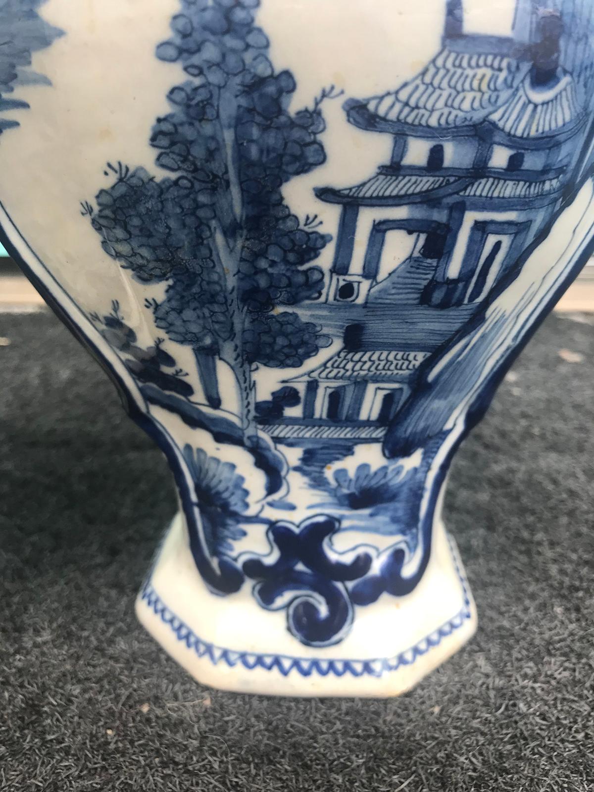Pair of 18th Century Delft Urns, Signed 6