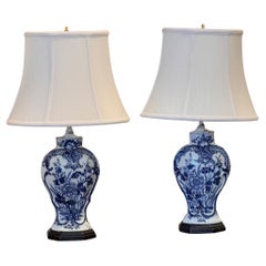 Pair of 18th Century Delft Vase Lamps