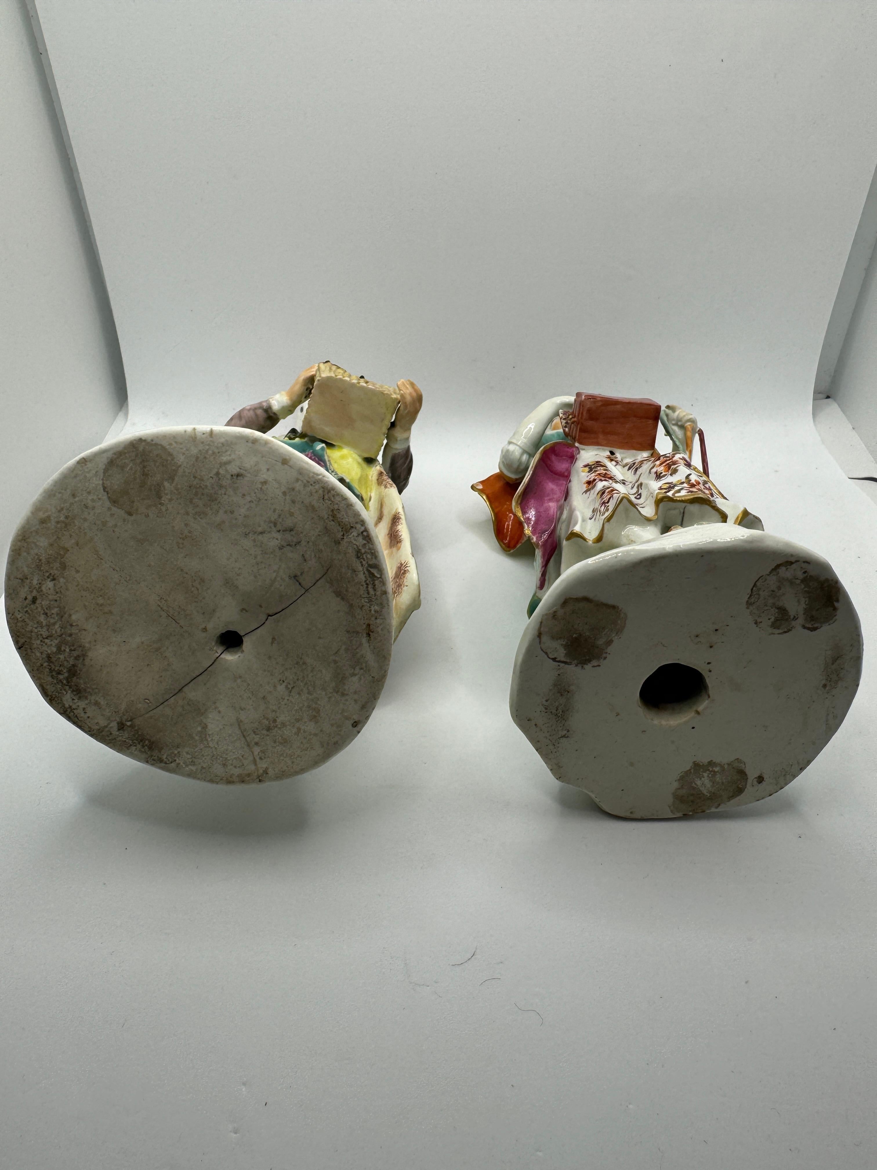Pair of 18th Century Derby Figures of 'Jewish Pedlar and Companion' , circa 1760 For Sale 1