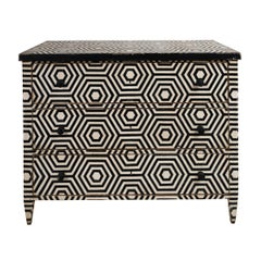 Pair of 18th Century Dressers Painted with 1950s Geometric Design, France