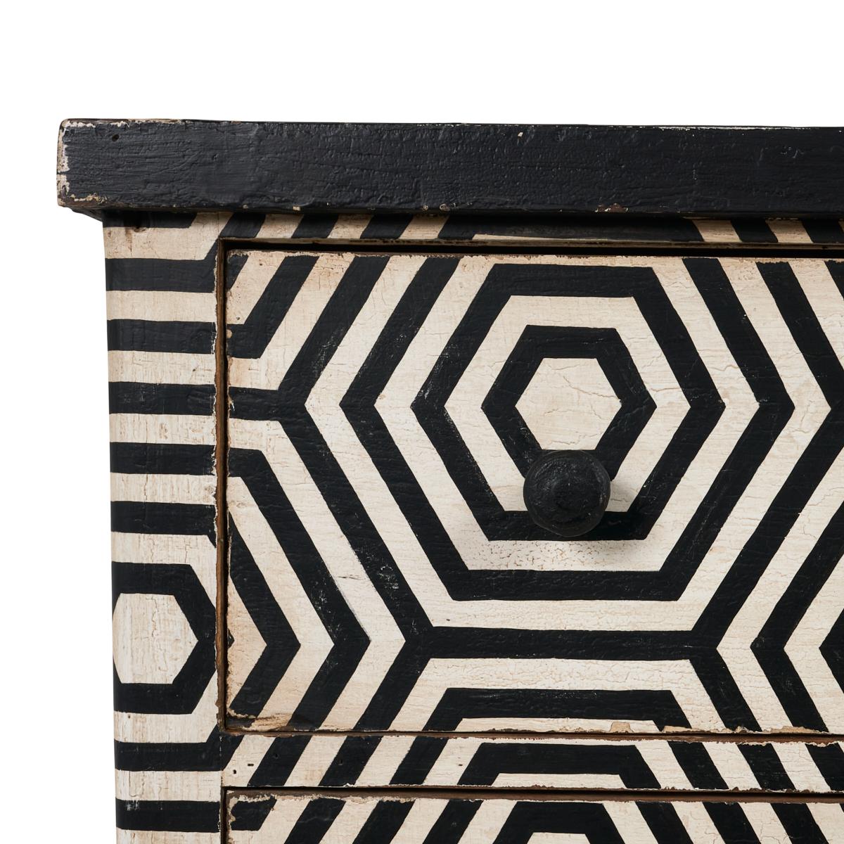 French Pair of 18th Century Dressers Painted with 1950s Geometric Design, France For Sale
