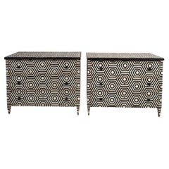 Pair of 18th Century Dressers Painted with 1950s Geometric Design, France