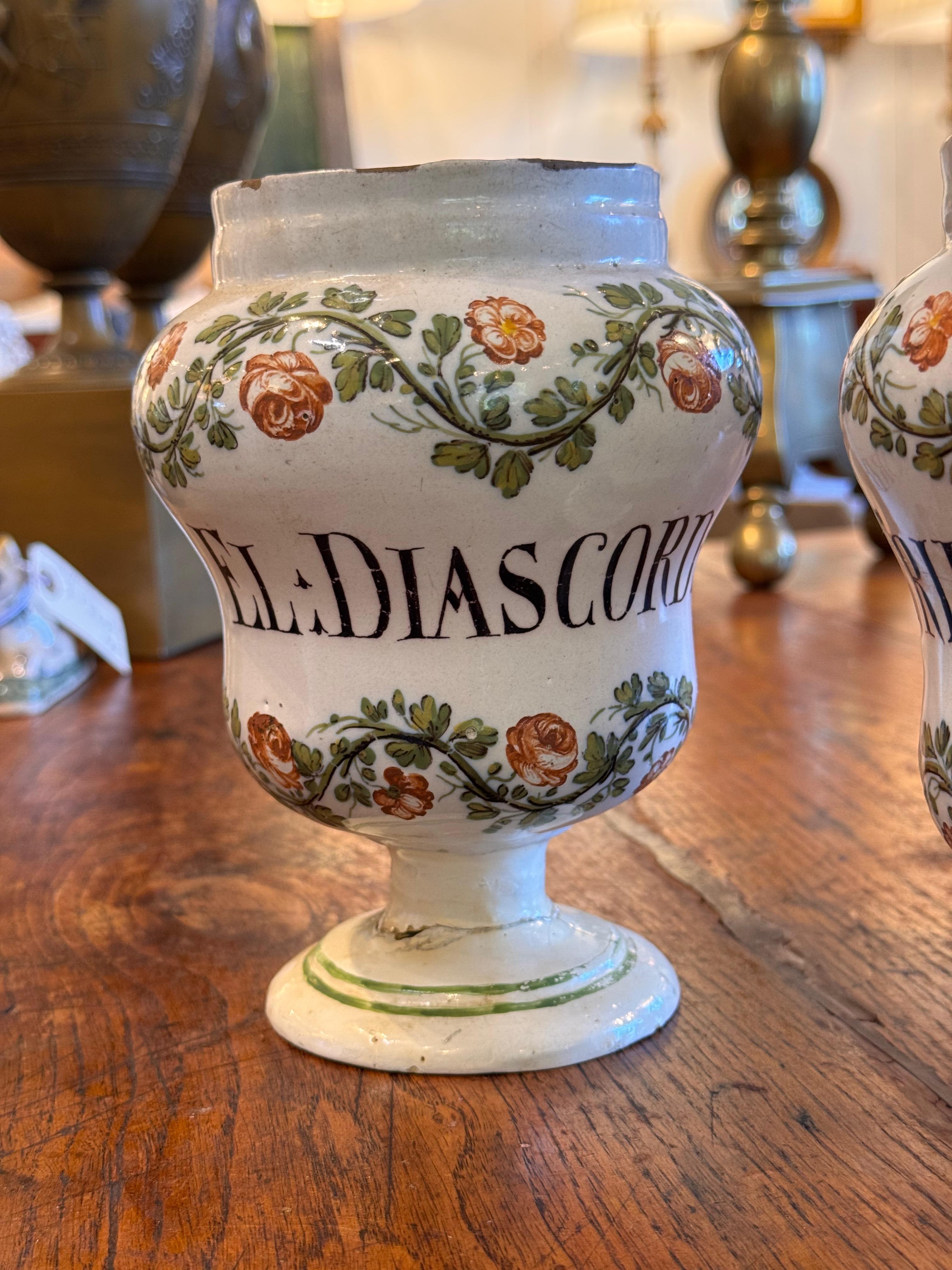 18th Century and Earlier Pair of 18th Century Drug Jars For Sale