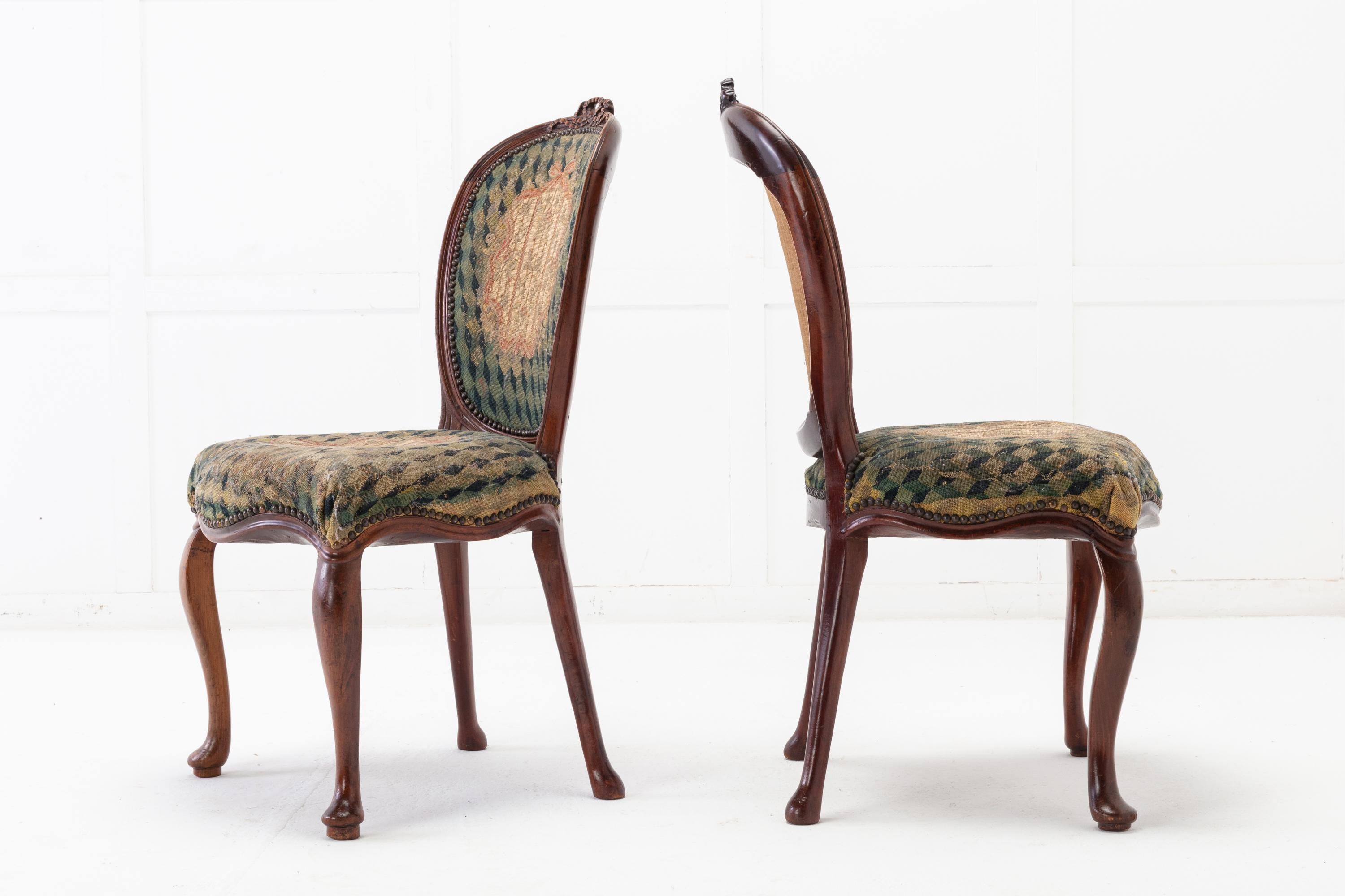 Pair of 18th Century Dutch Mahogany Side Chairs For Sale 3
