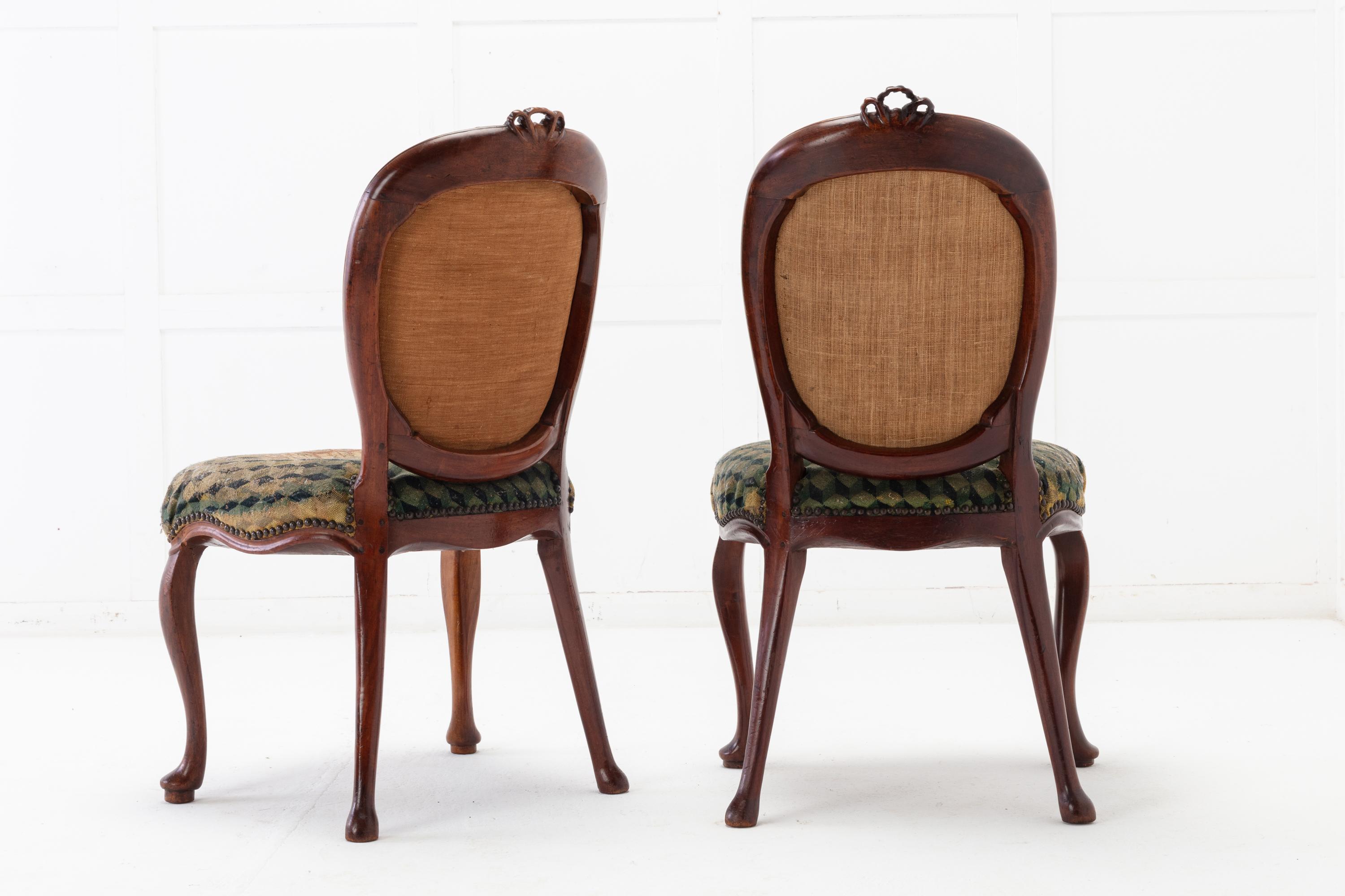 Pair of 18th Century Dutch Mahogany Side Chairs For Sale 4