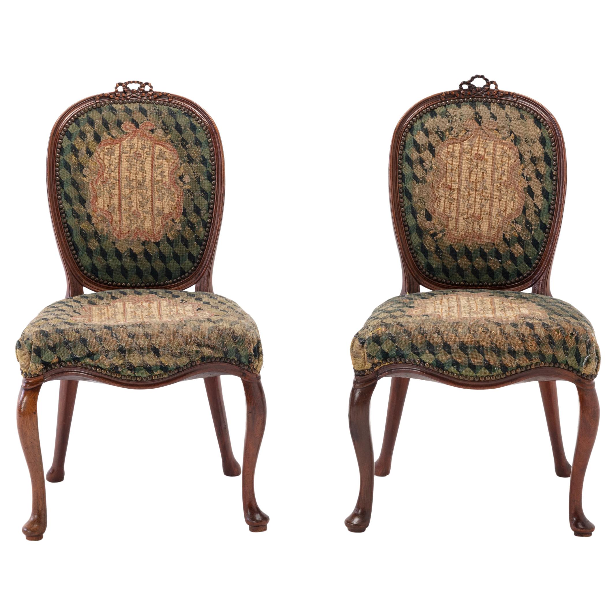 Paire de chaises d'appoint néerlandaises en acajou du 18ème siècle