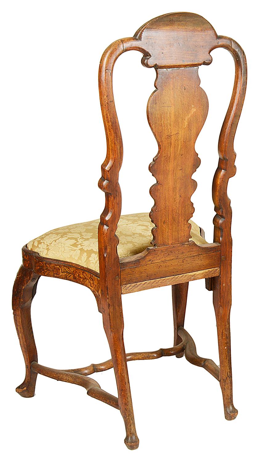 Pair of 18th Century Dutch Marquetry Side Chairs 4