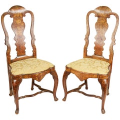 Pair of 18th Century Dutch Marquetry Side Chairs