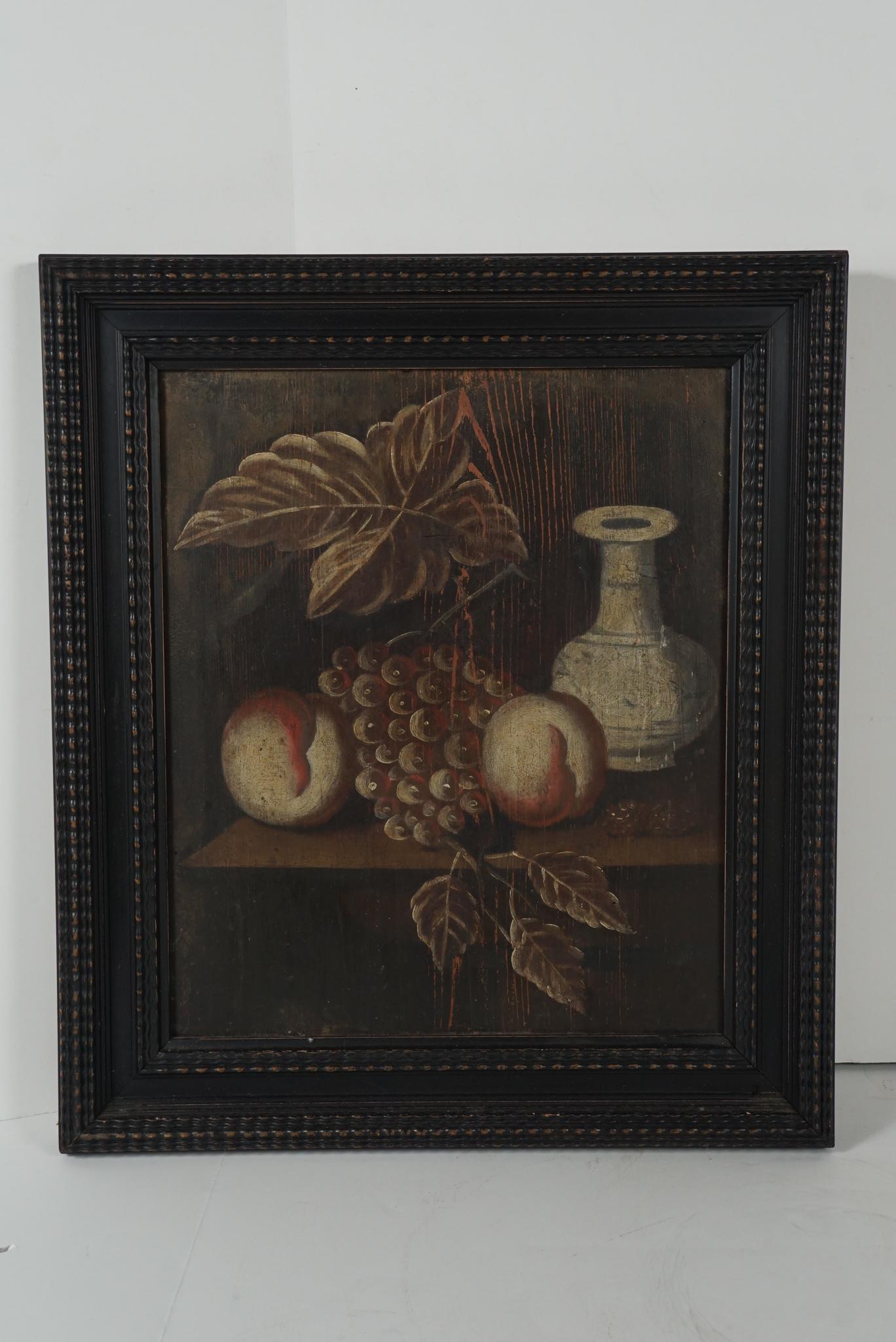 Paar niederländische bemalte Stillleben auf Tafeln aus dem 18. Jahrhundert (Directoire) im Angebot