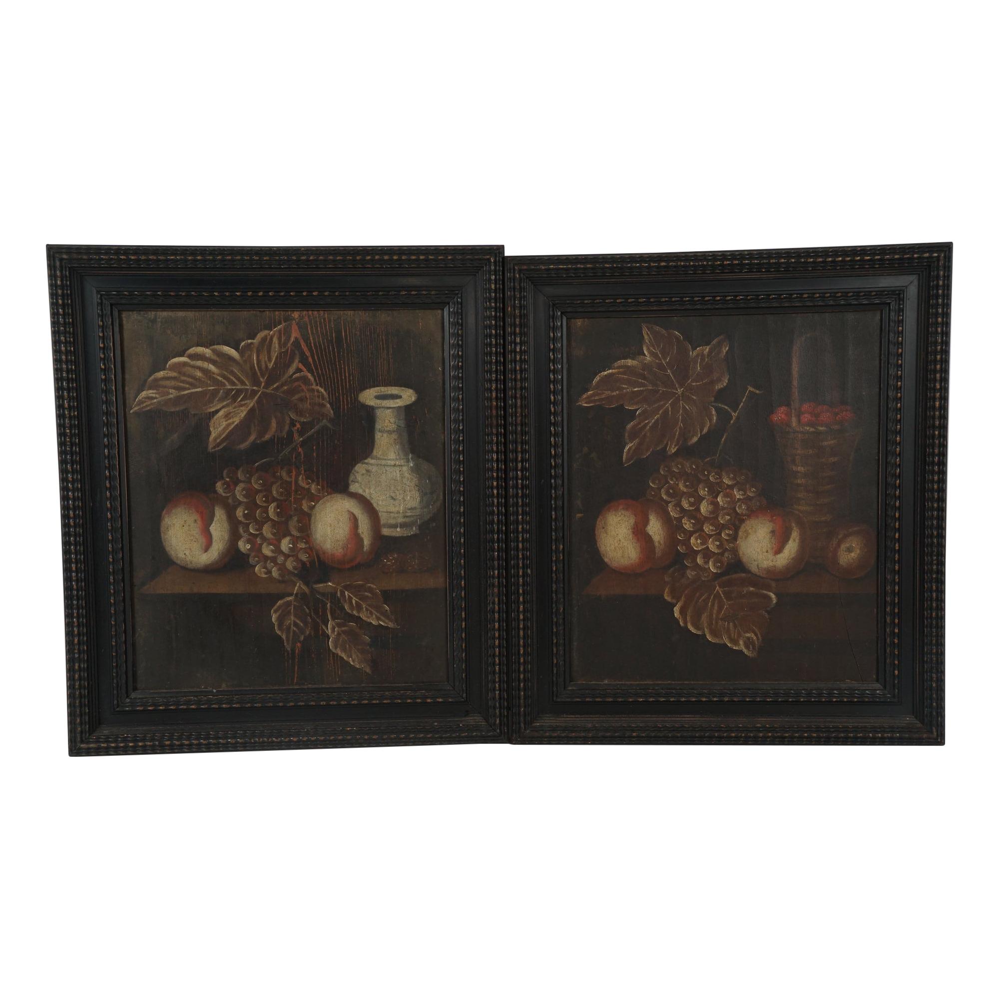 Pair of 18th Century Dutch Painted Still Lifes on Panels