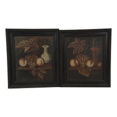 Antique Pair of 18th Century Dutch Painted Still Lifes on Panels