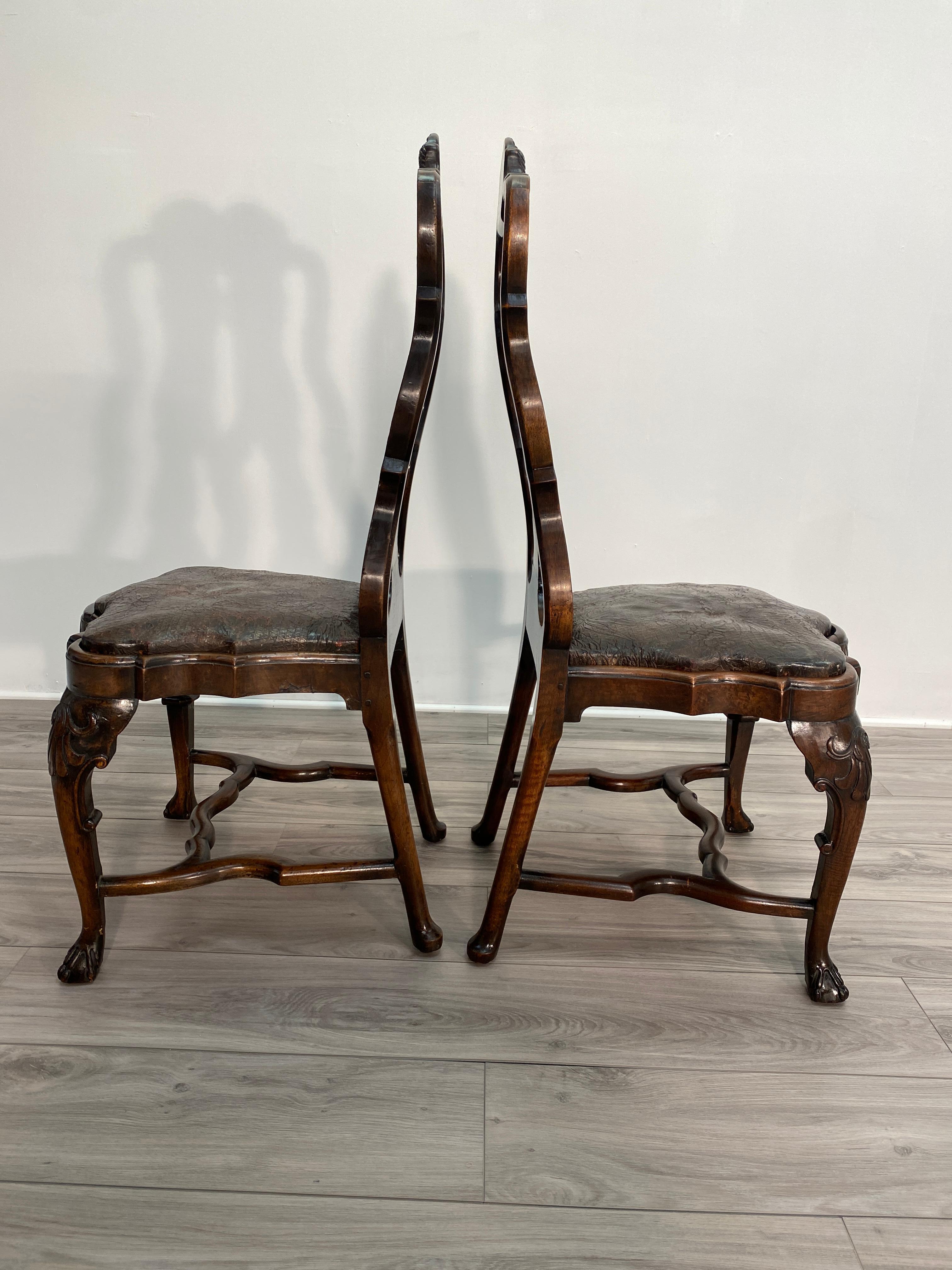 Pair of 18th Century Dutch Walnut Side Chairs For Sale 7
