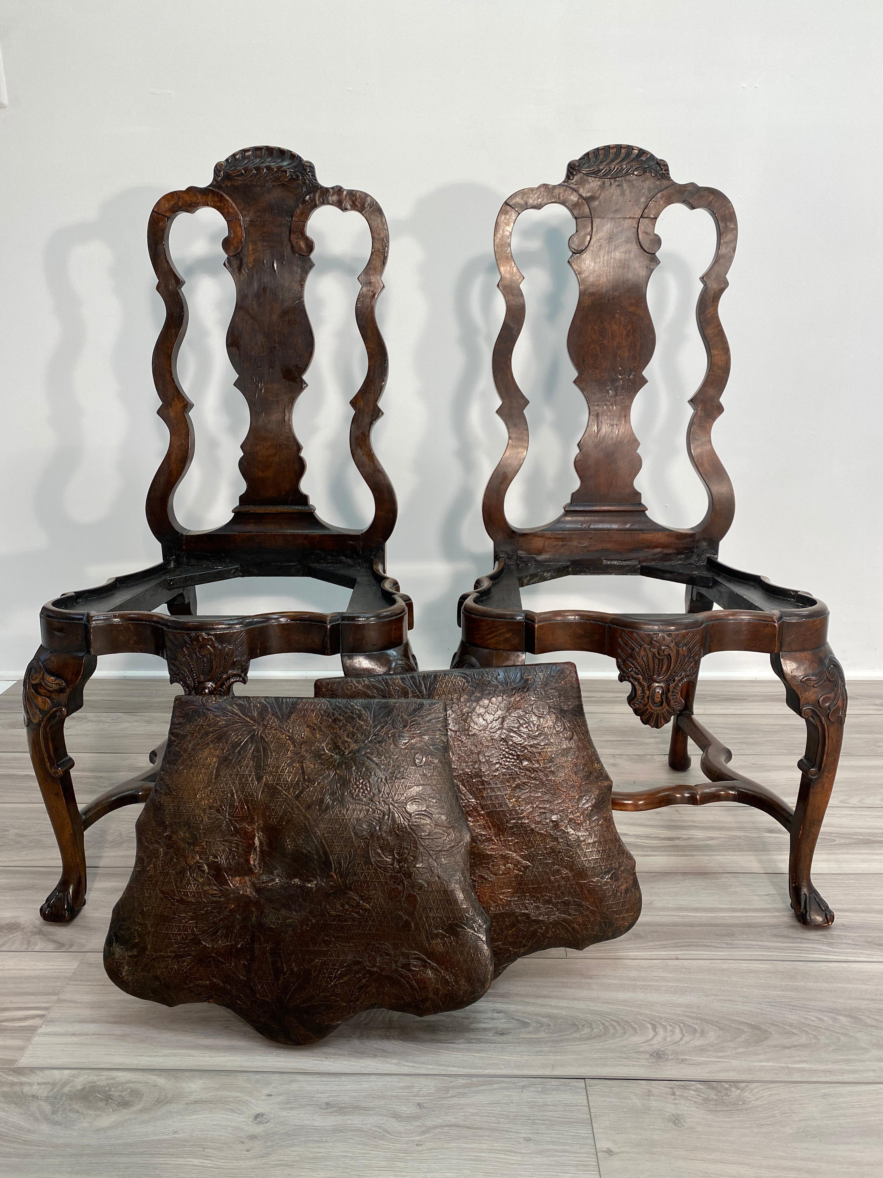 Pair of 18th Century Dutch Walnut Side Chairs For Sale 13