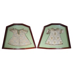 Pair of 18th Century Embroidered Christ Child Garments, Framed