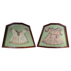 Pair of 18th Century Embroidered Christ Child Garments, Framed