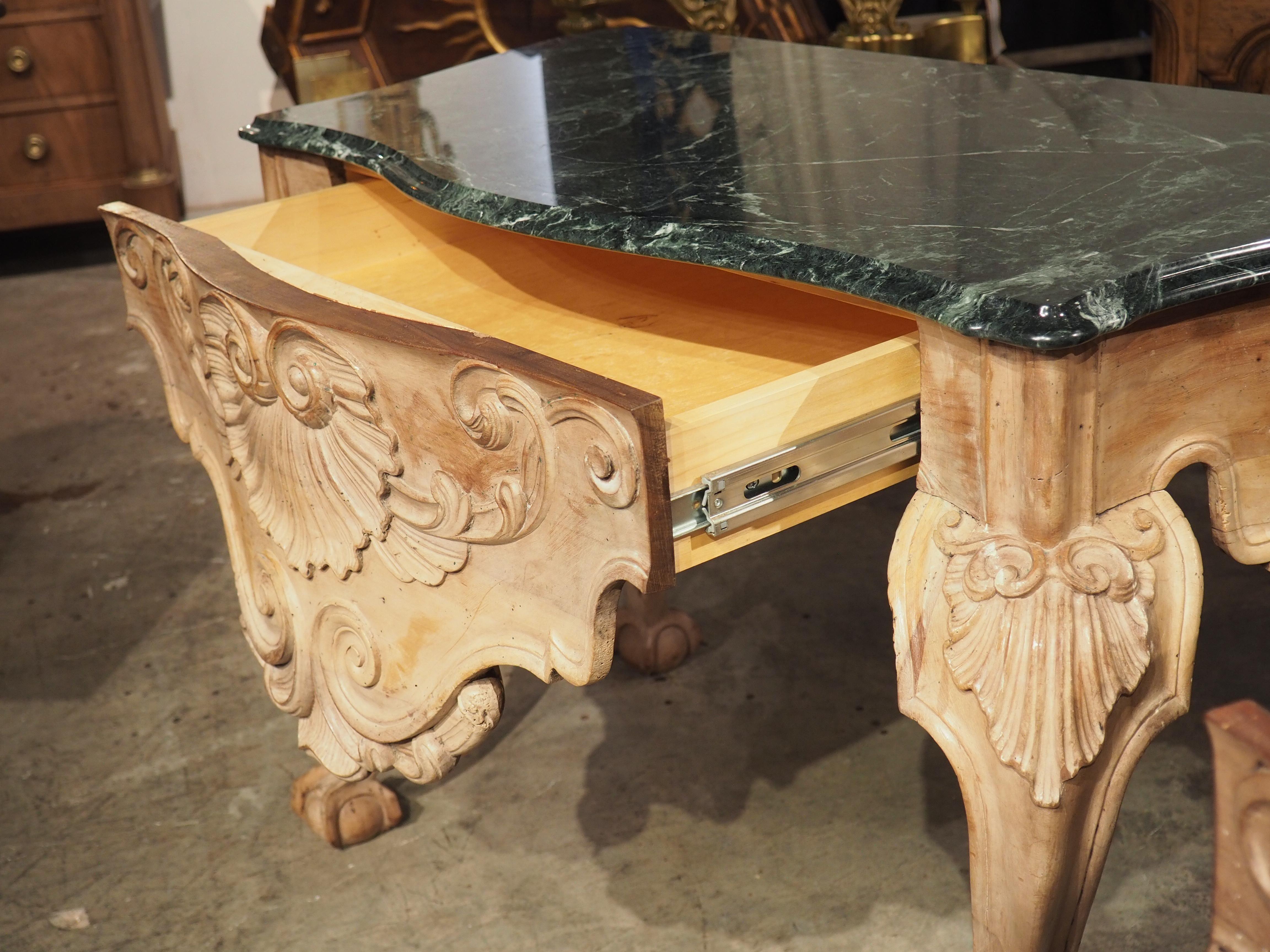 Pair of 18th Century English Ball and Claw Console Tables with Marble Tops For Sale 7