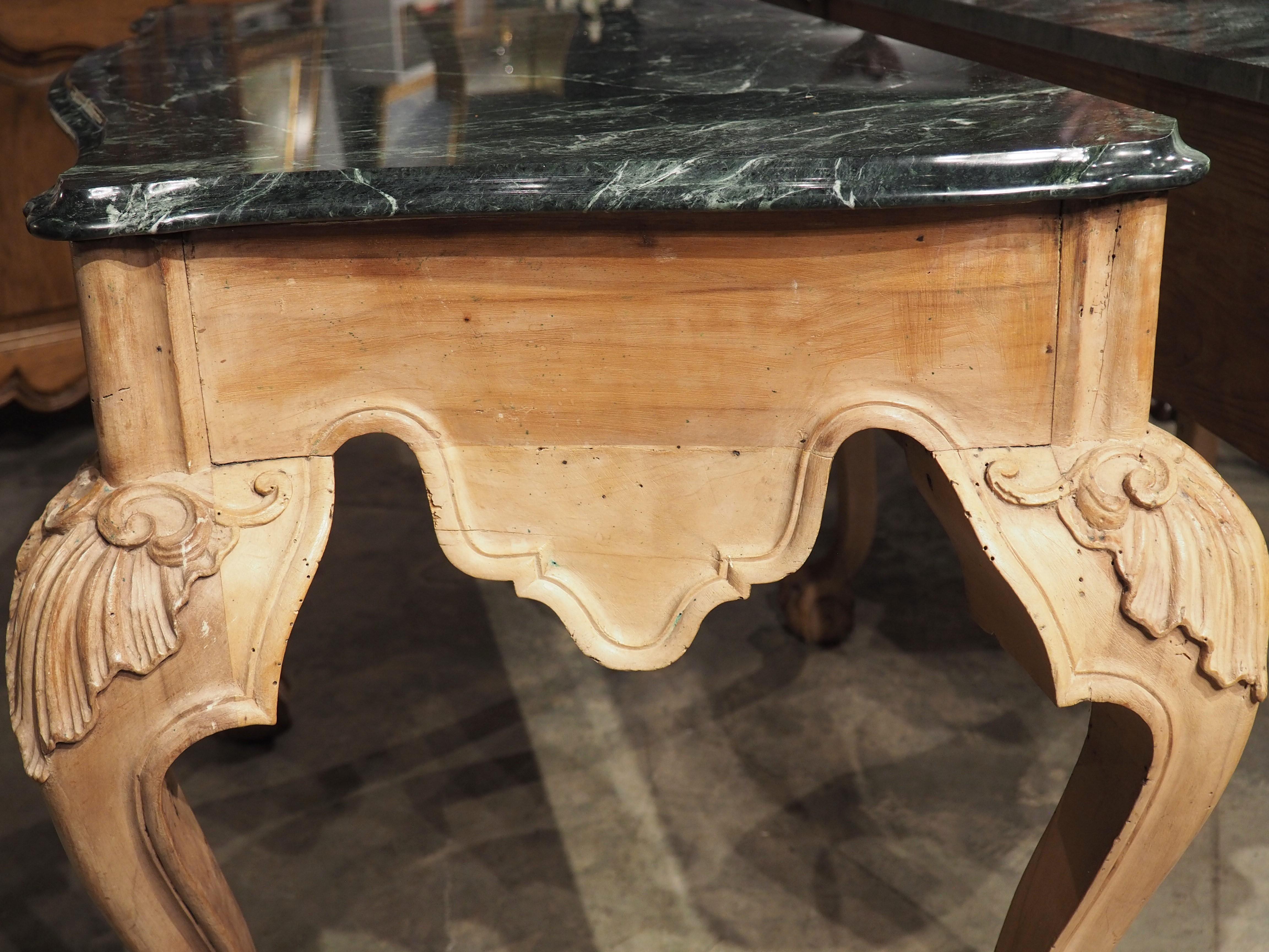 Pair of 18th Century English Ball and Claw Console Tables with Marble Tops For Sale 13