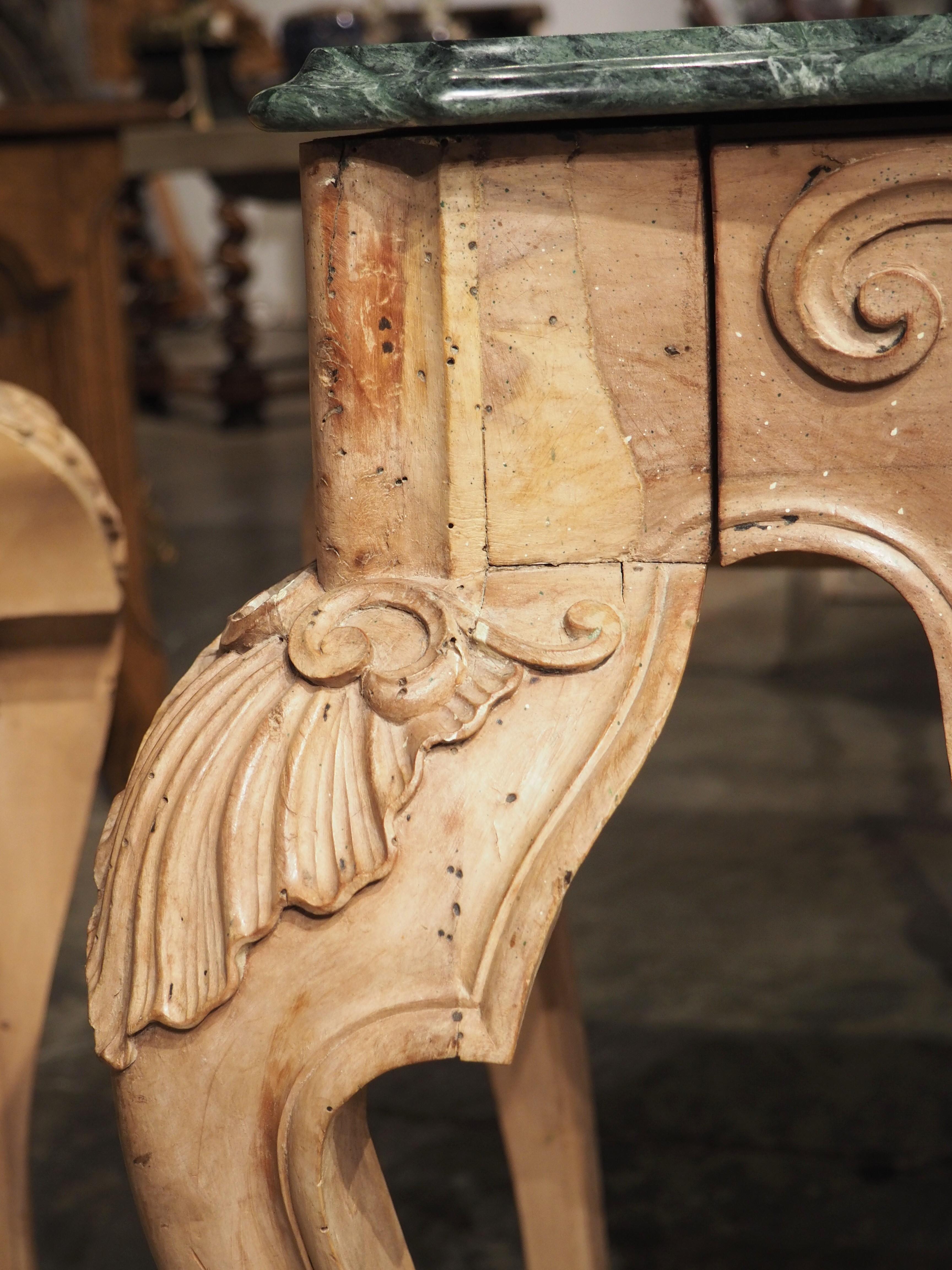 Pair of 18th Century English Ball and Claw Console Tables with Marble Tops For Sale 3