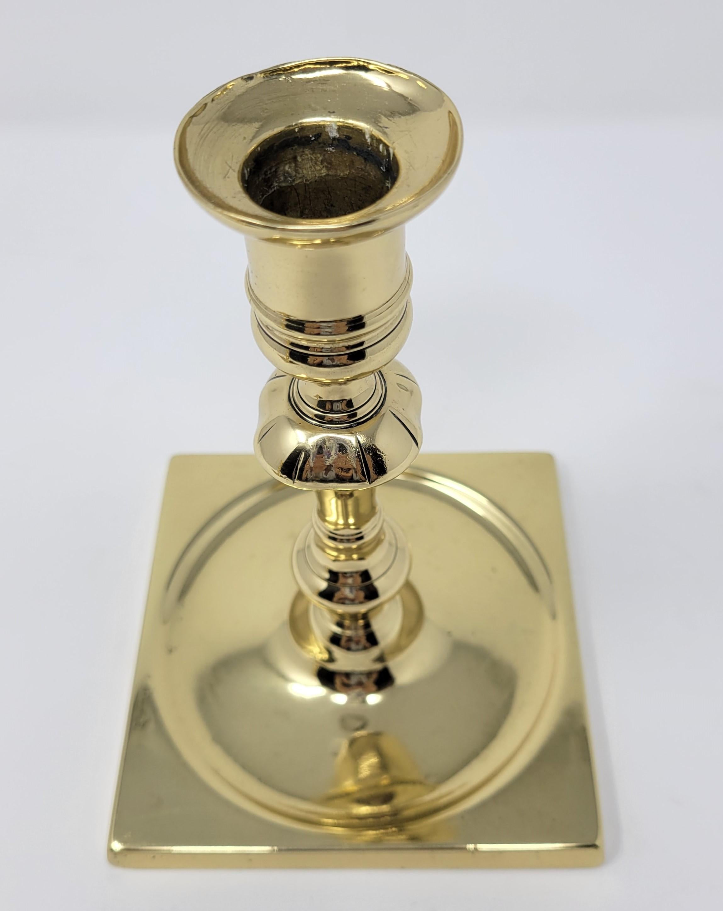 Pair of 18th Century English Brass Candlesticks For Sale 1