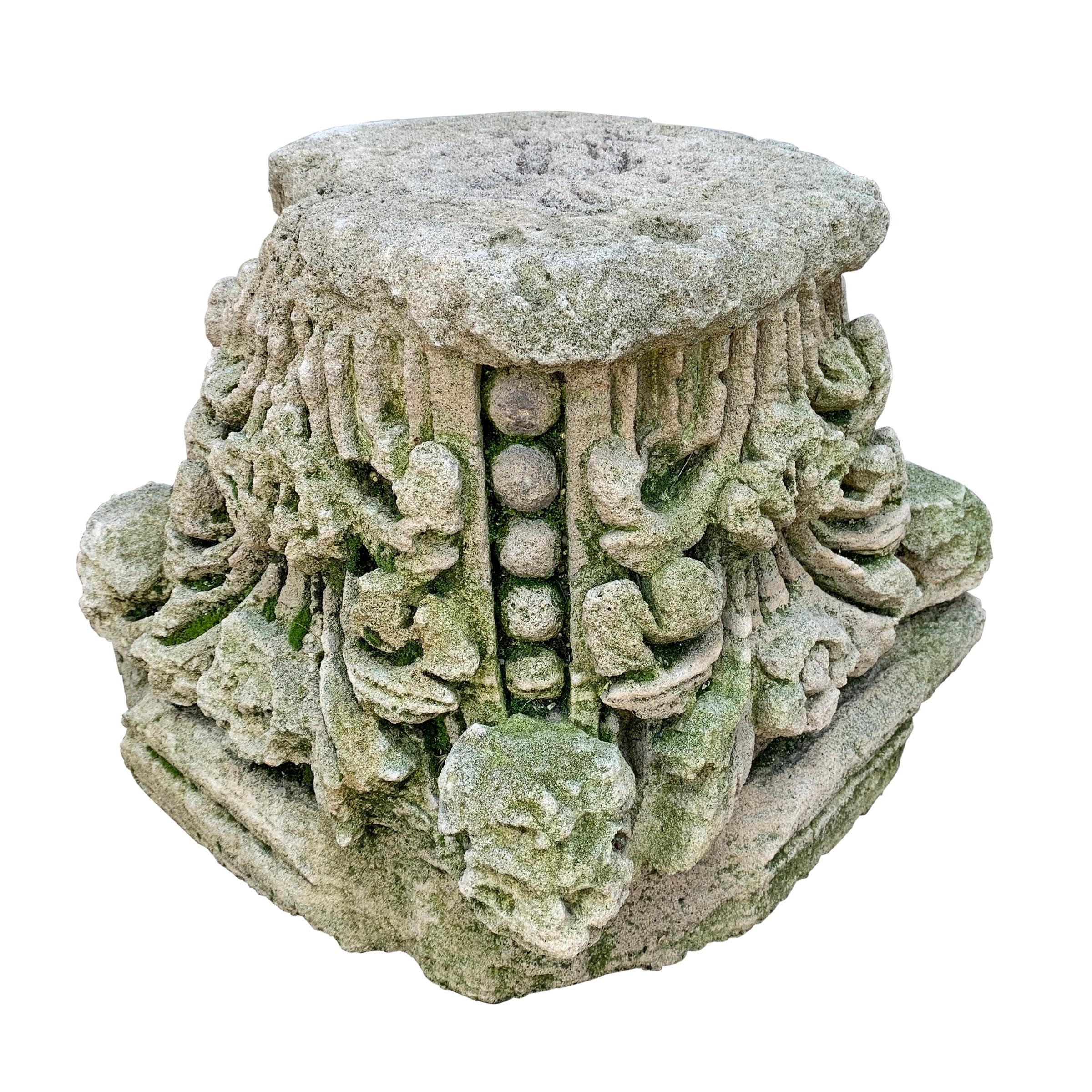 Hand-Carved Pair of 18th Century English Carved Stone Capitals