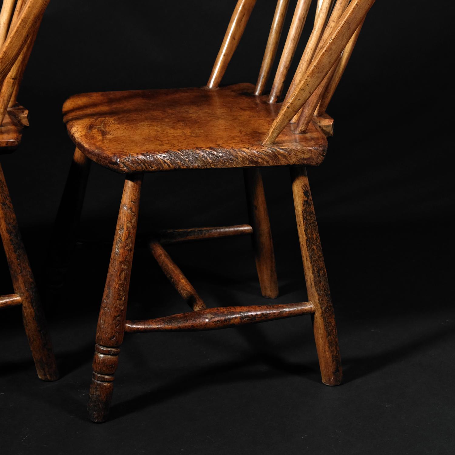 Ash Pair of 18th Century English Country Side Chairs, Yealmpton Devonshire, Sycamore