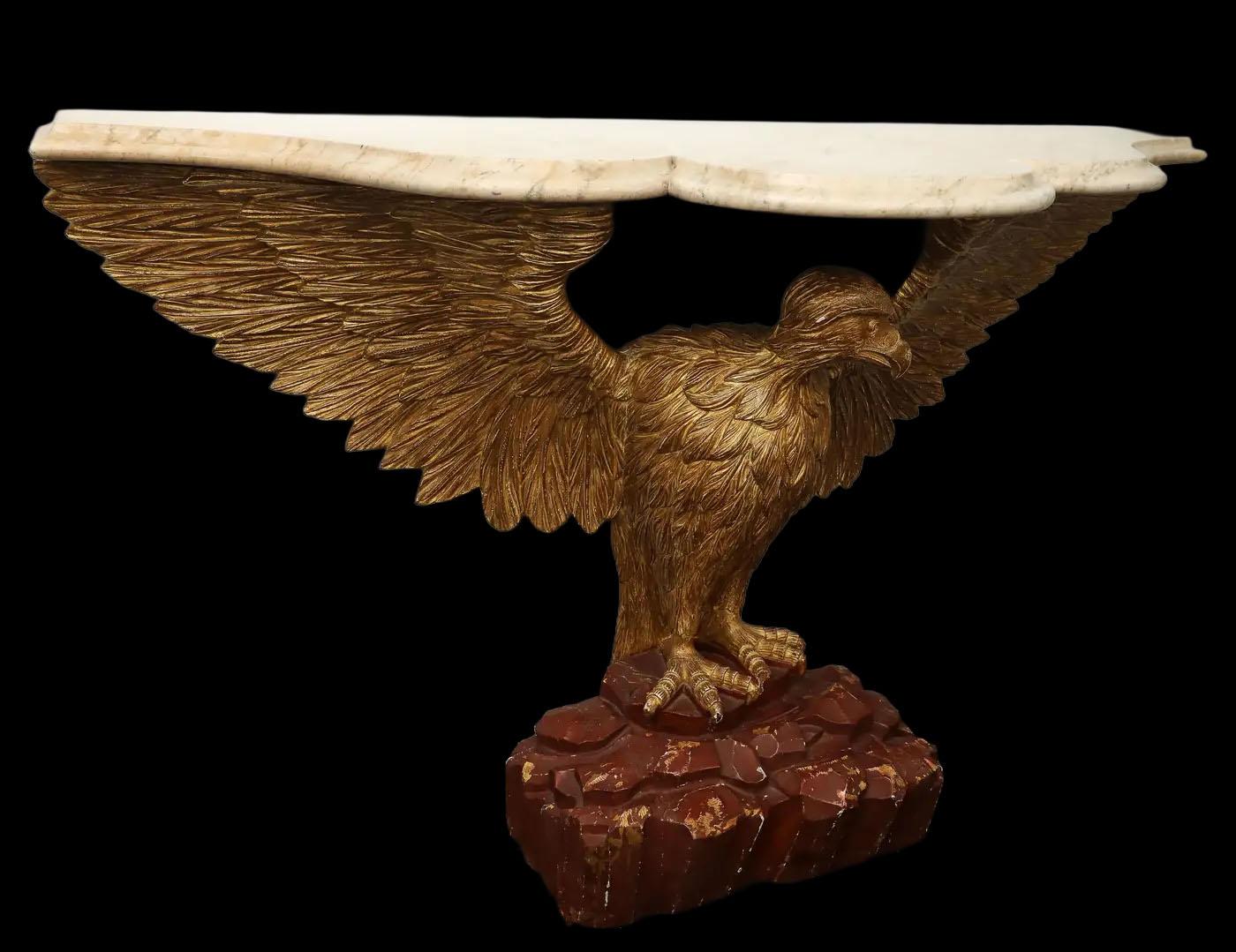 Pair of 18th Century English Eagle Console Tables in the Manner of William Kent In Fair Condition For Sale In New York, NY