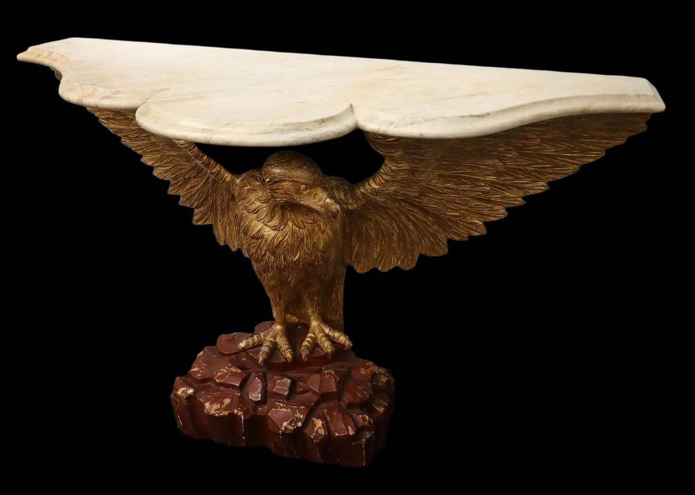 Marble Pair of 18th Century English Eagle Console Tables in the Manner of William Kent For Sale