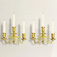 Pair of 18th Century English Georgian Brass Candle Sconces