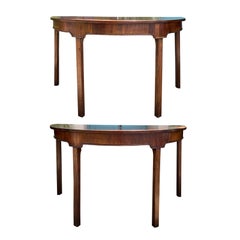 Pair of 18th Century English Georgian Mahogany Demilune Consoles Pair of 18th Century English Georgian Mahogany Demilune Consoles