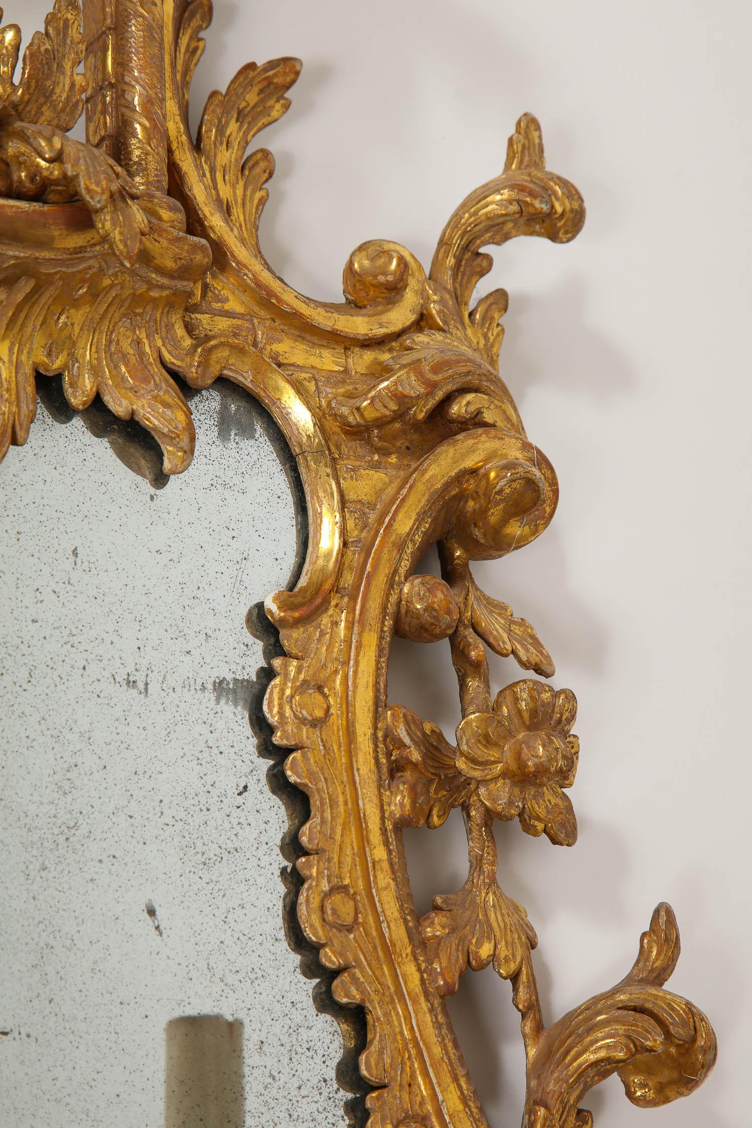 Late 18th Century Pair of 18th Century English Giltwood Chinoiserie Mirrors with Candleholders For Sale