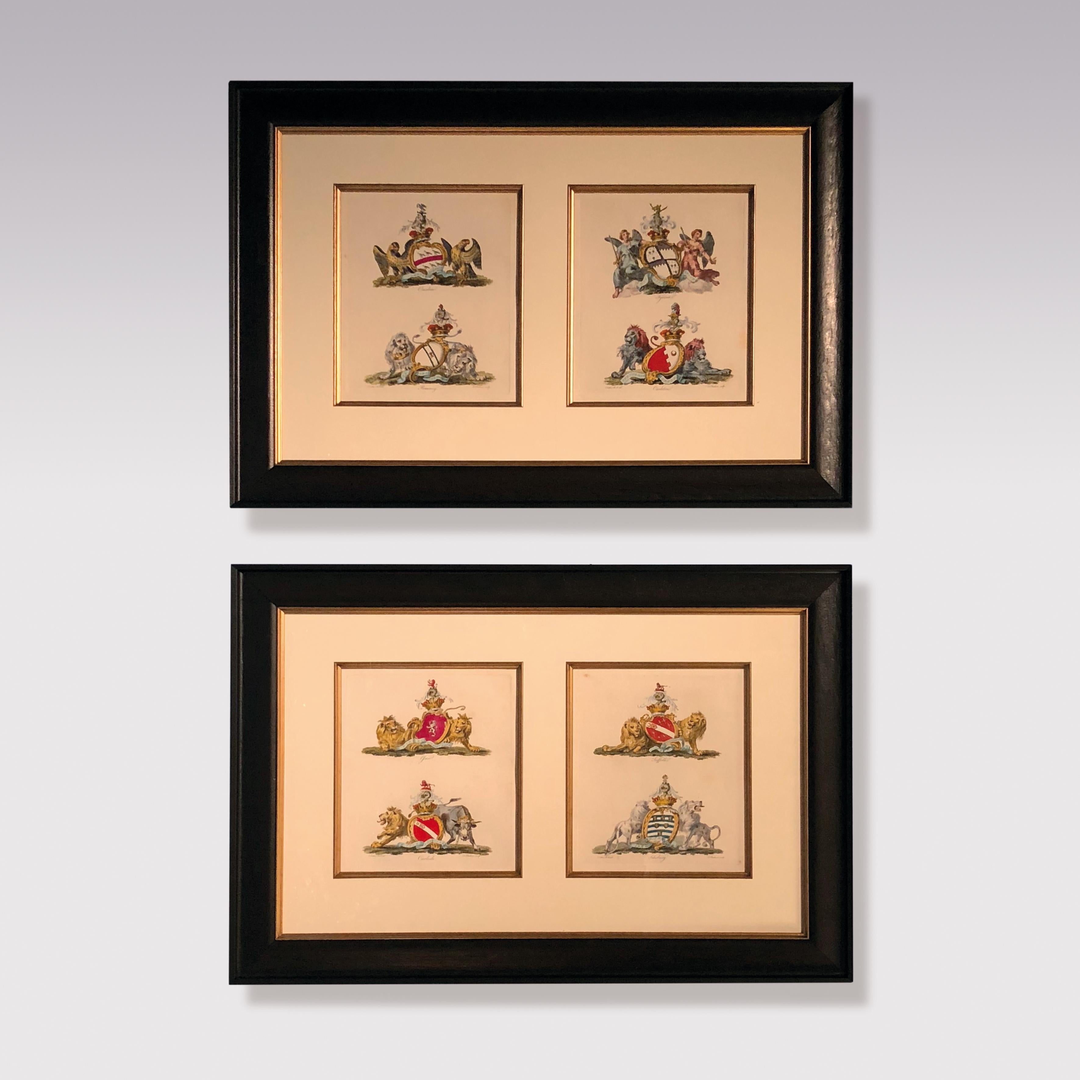 Paper Pair of 18th Century English Heraldic Prints