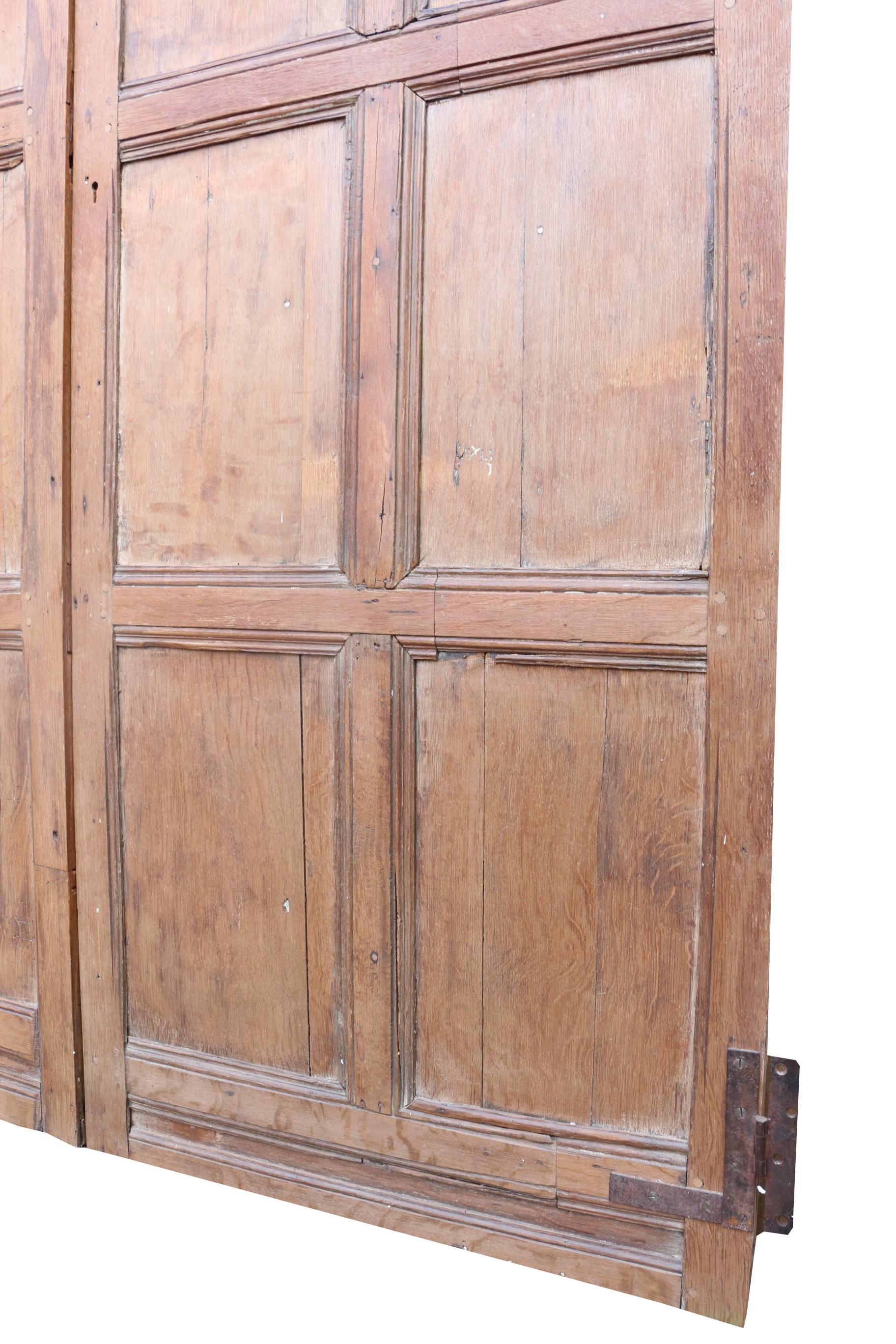 Carved Pair of 18th Century English Panelled Oak Cupboard Doors