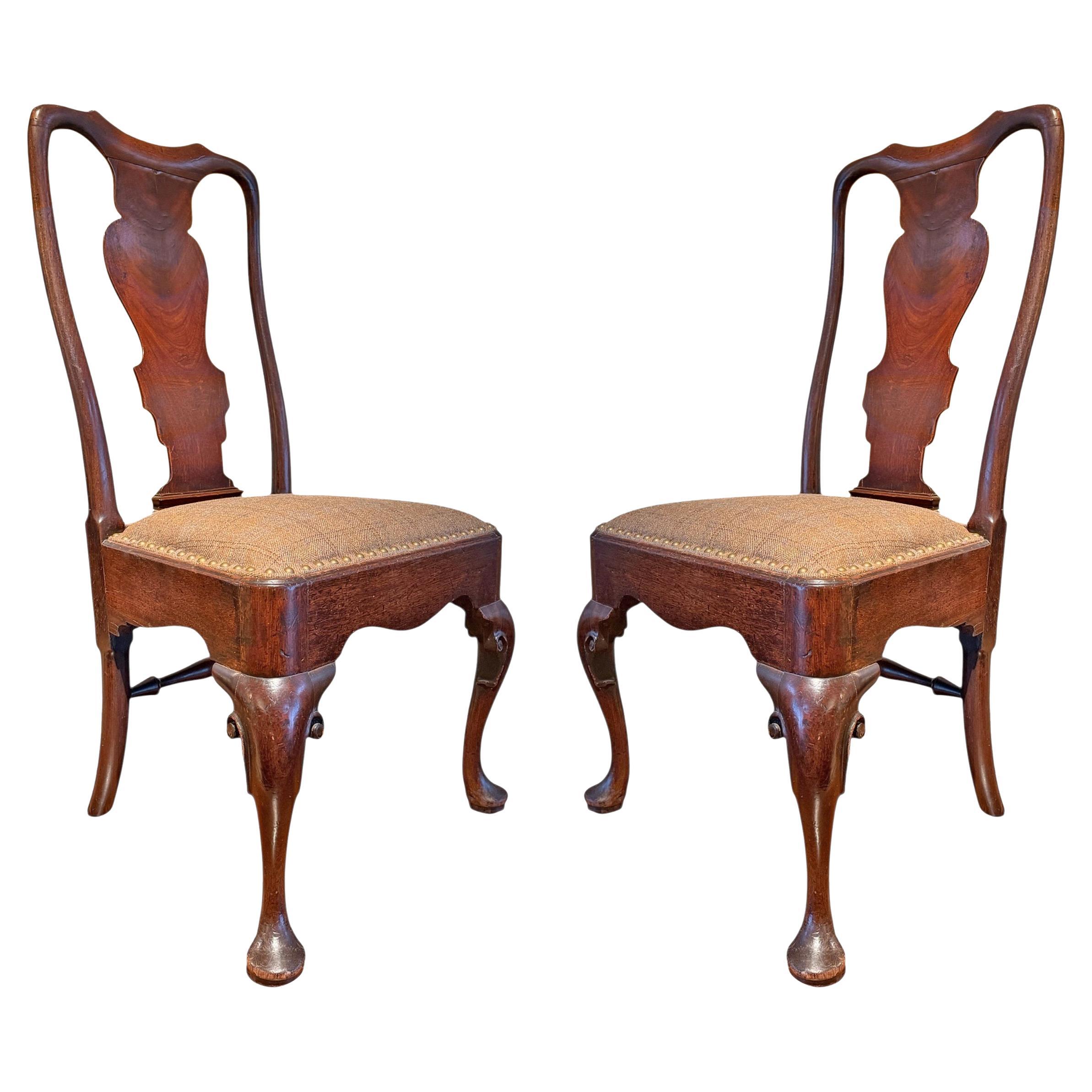 Pair of 18th Century English Queen Anne Side Chairs
