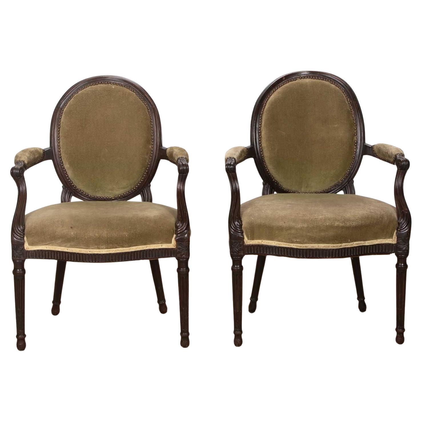Pair of 18th Century English Salon Armchairs