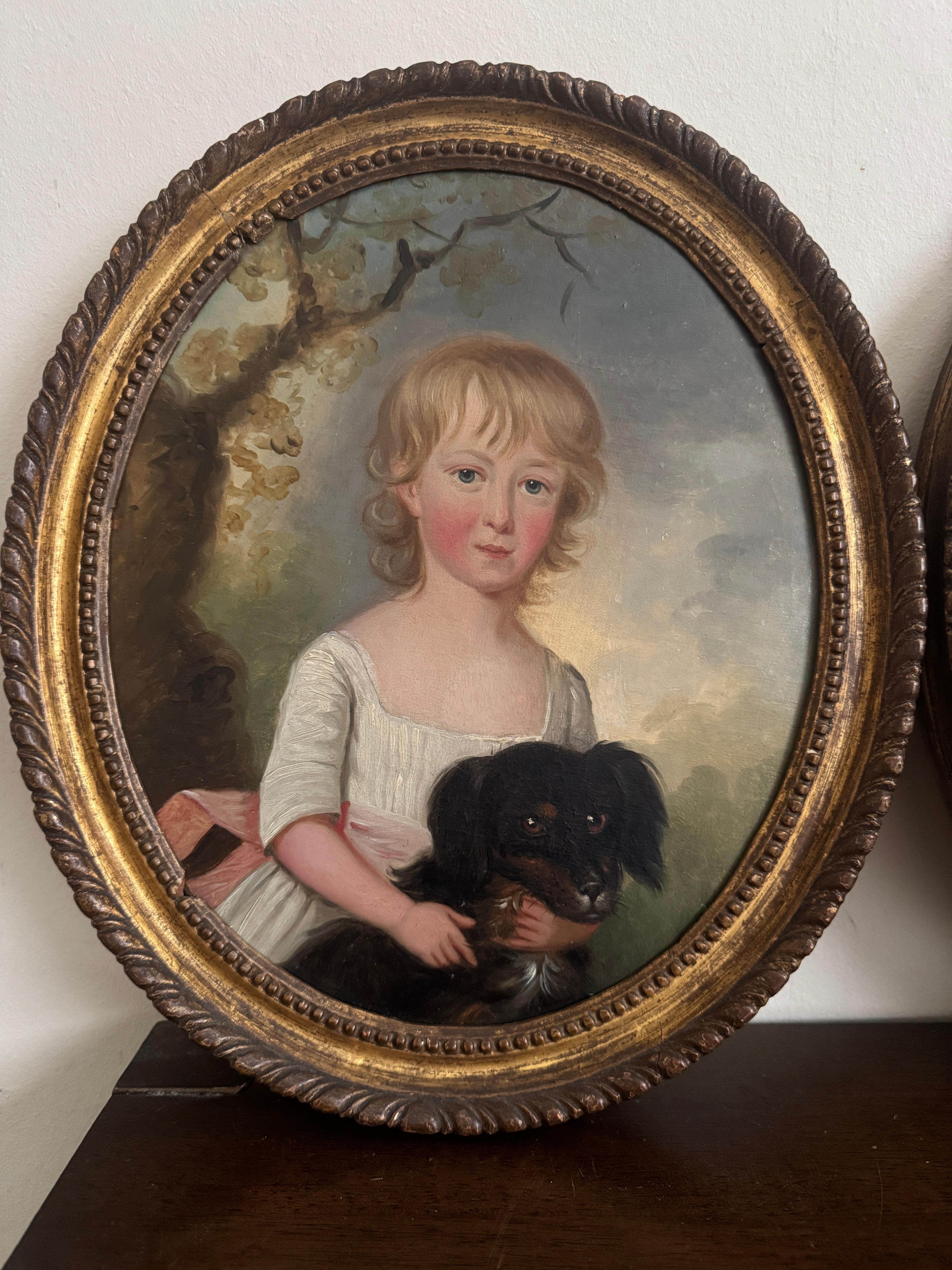 Rococo Paire de portraits d'enfants de l'English School du 18e siècle en vente