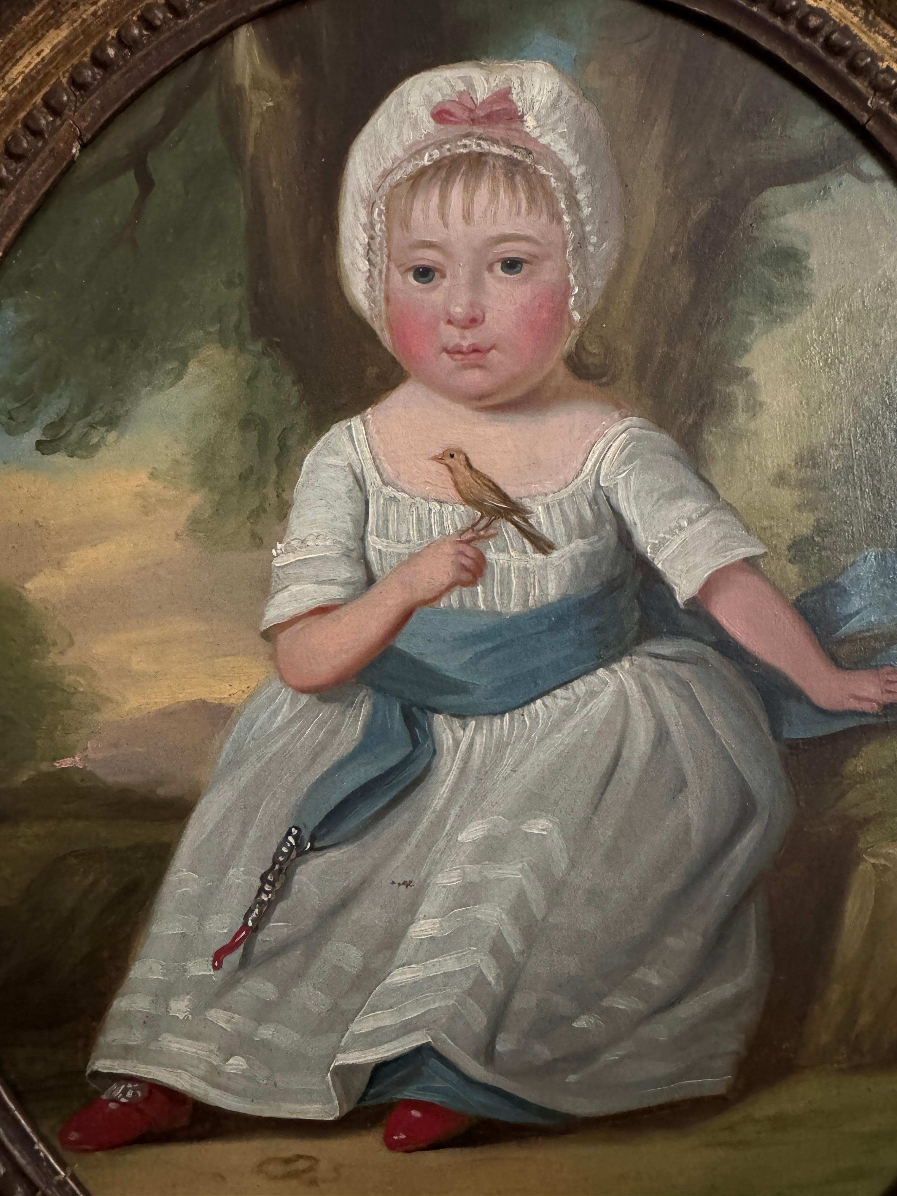 Toile Paire de portraits d'enfants de l'English School du 18e siècle en vente