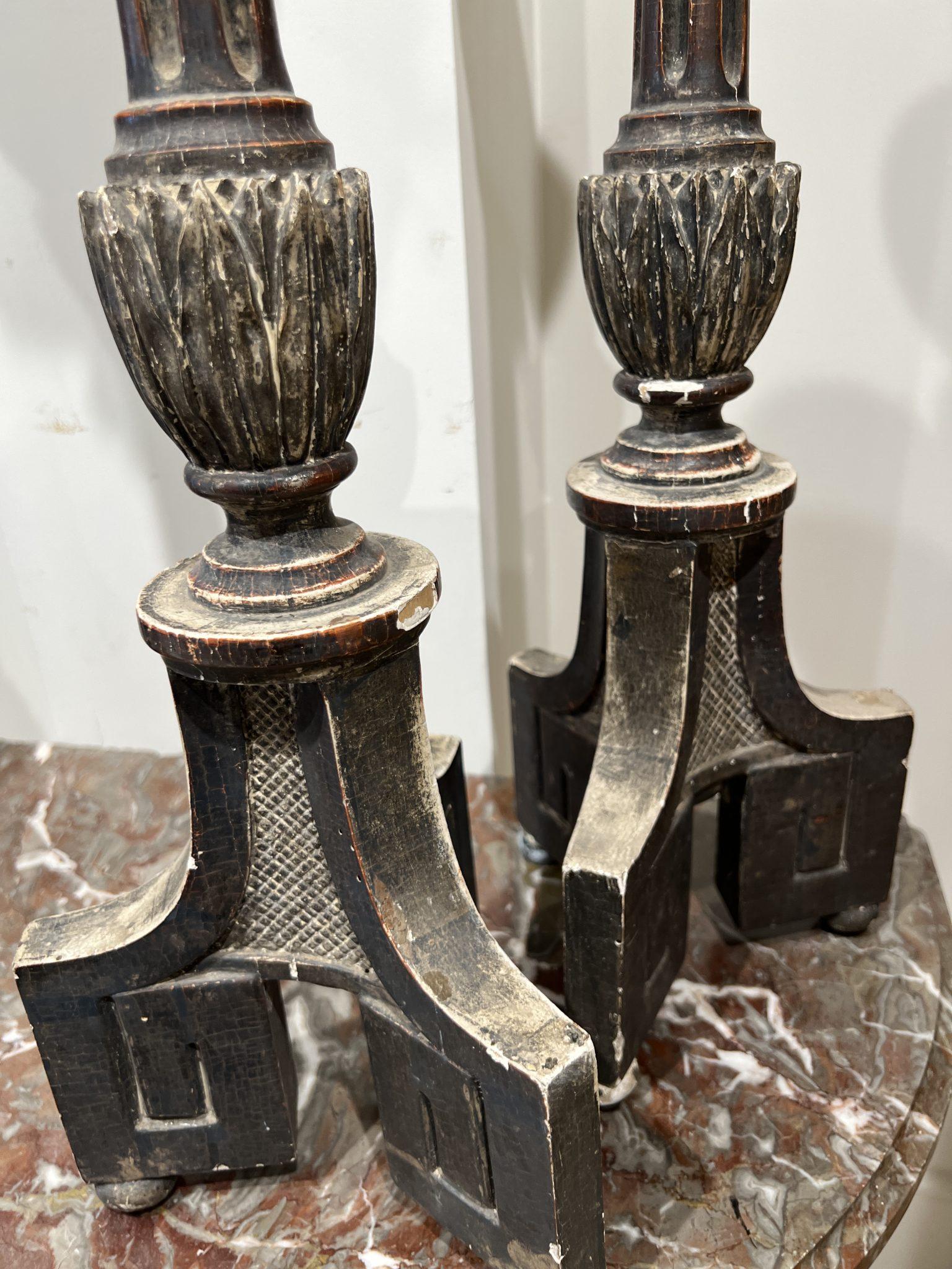 Pair of 18th Century Epoque Silverleaf Candlesticks 'One Set Available
