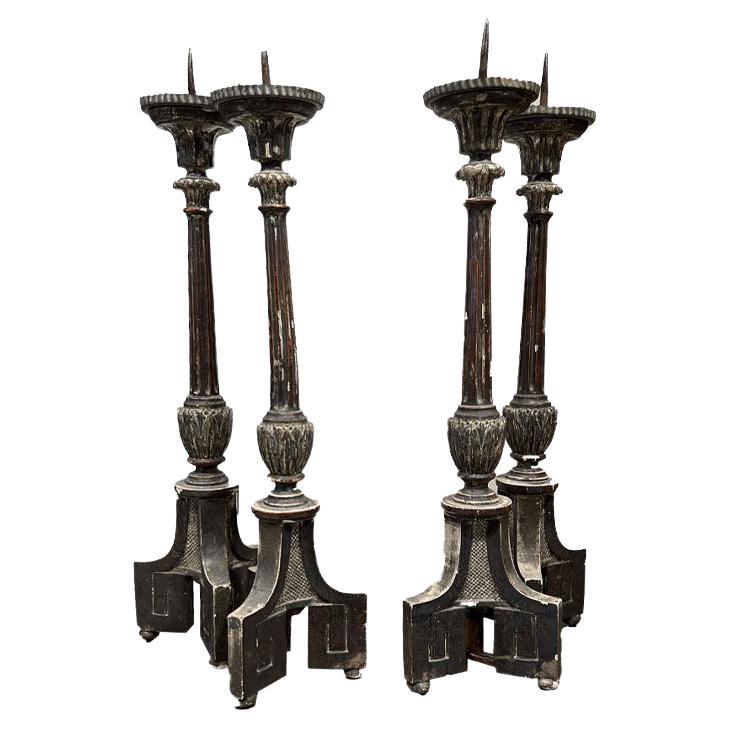 Pair of 18th Century Epoque Silverleaf Candlesticks 'One Set Available"