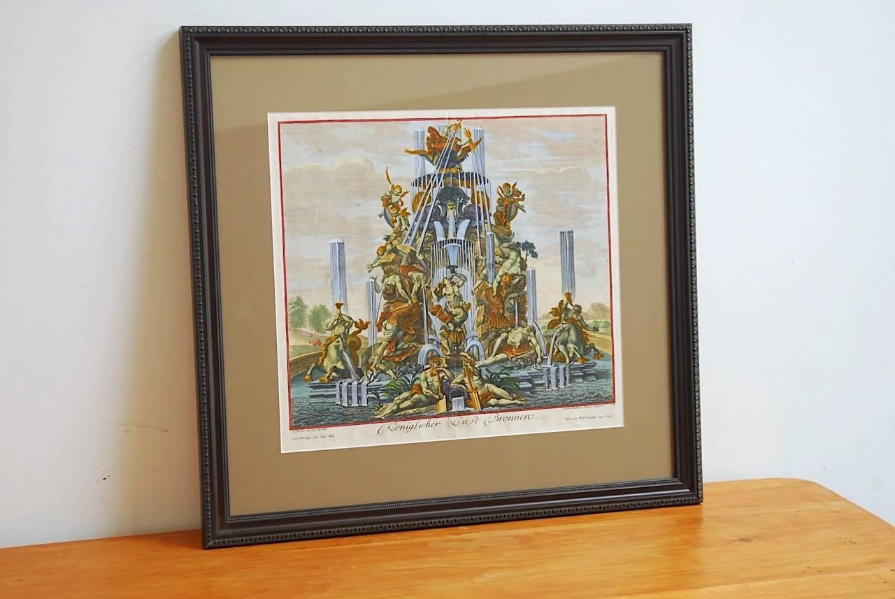 Greco Roman Pair of 18th Century Etchings Fountain Scenes by Paul Decker
