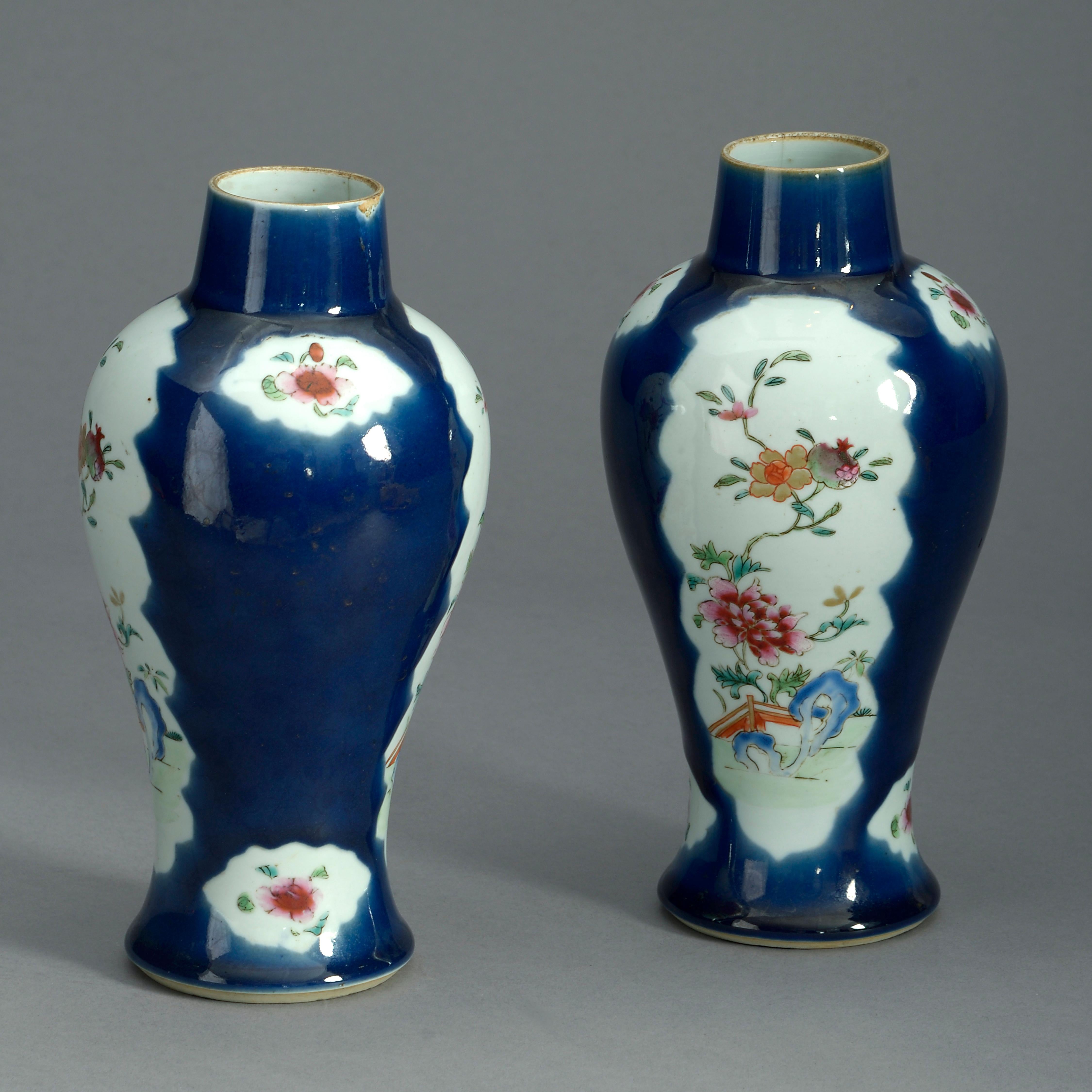 Chinese Export Pair of 18th Century Famille Rose Porcelain Vases