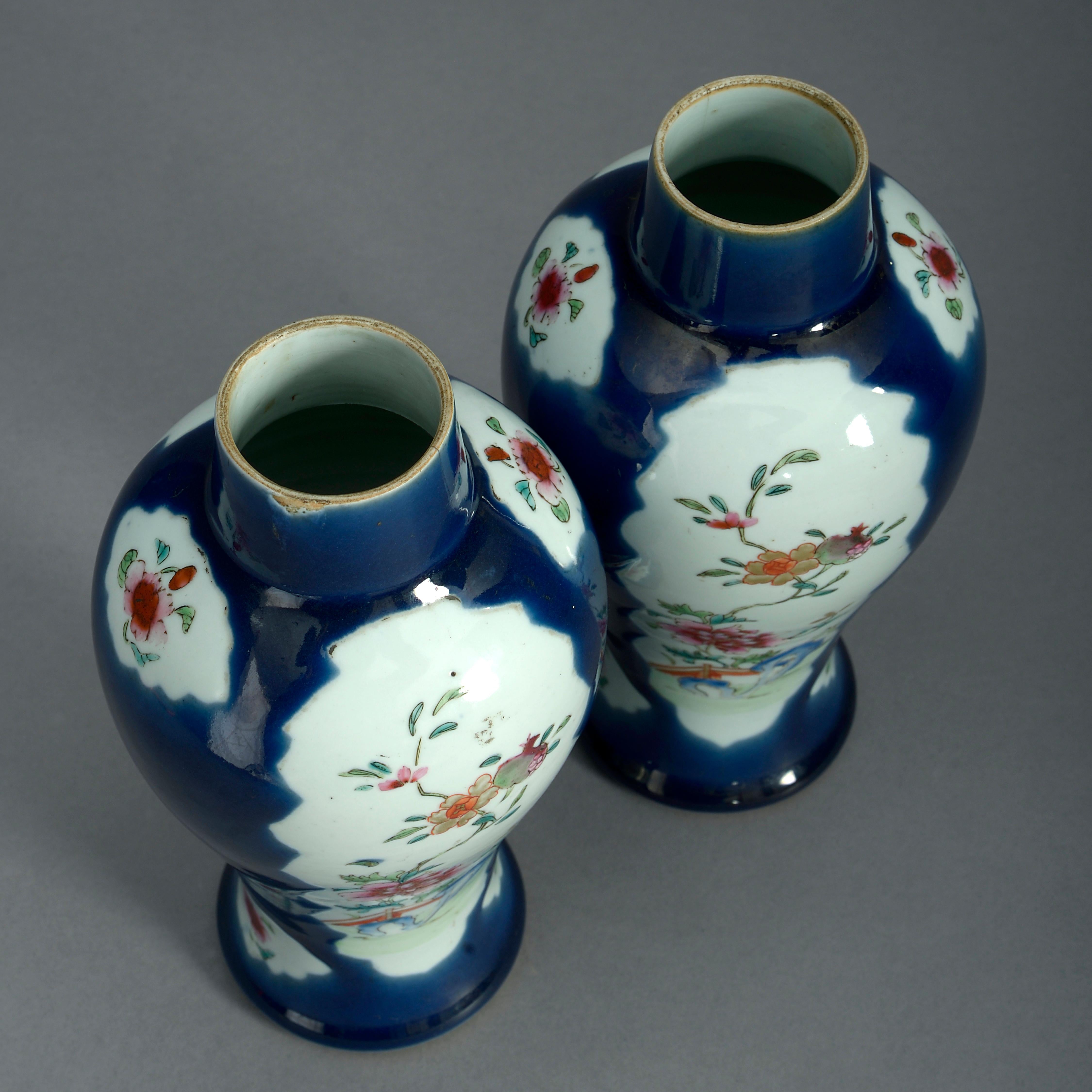 Chinese Pair of 18th Century Famille Rose Porcelain Vases